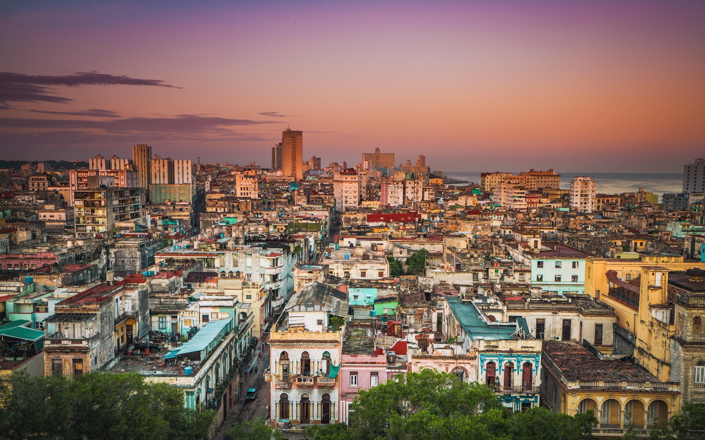 Cuba, 1080P, the sky, clouds, sea, sunrise, building, street, roof, Havana, home, HD Wallpaper