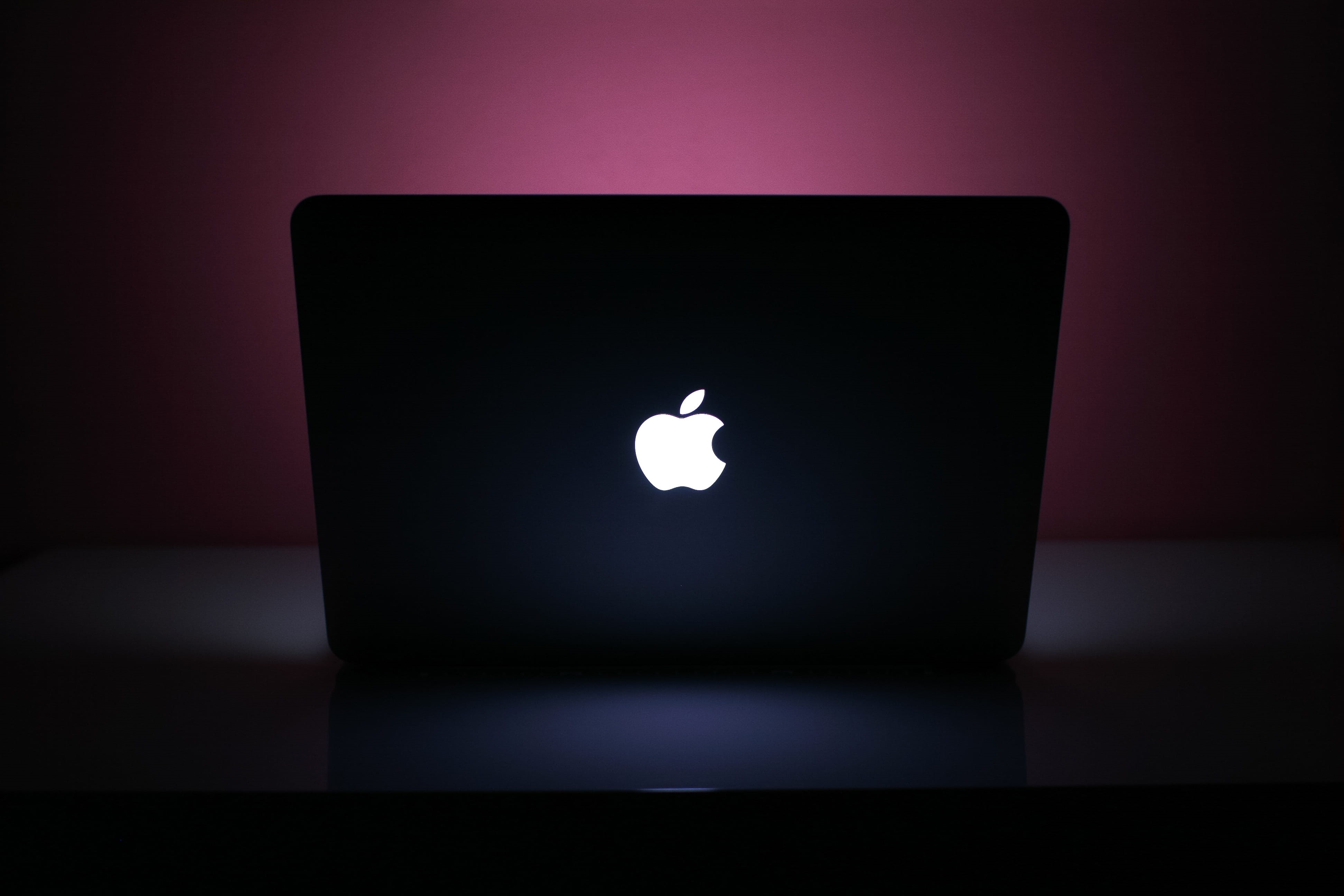 Pink, internet, simplicity, black background, computer, reflection, working, illuminated, communication, dark, no people, glowing, light - natural phenomenon, HD Wallpaper