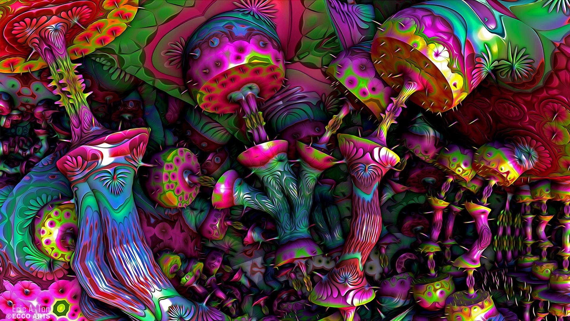 Psychedelic, Colorful, Colors, Artistic, Trippy, 1080P, Mushroom, HD Wallpaper