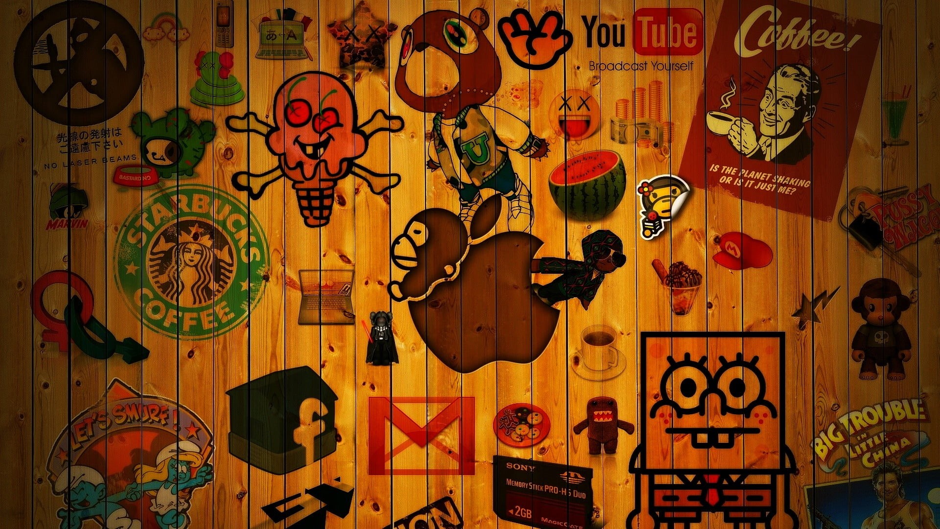 colorful, multi colored, art and craft, collection, wood - material, western script, communication, wood, human representation, smurfs, graffiti, text, HD Wallpaper