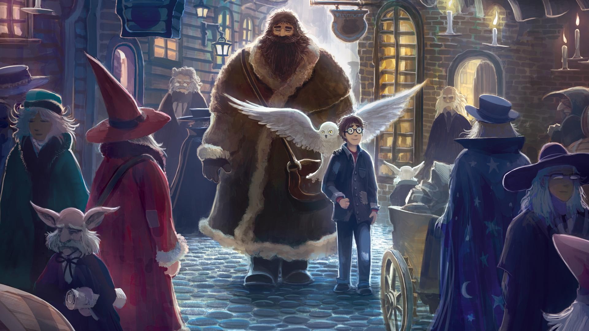 witch, potter, harry, owl, drawing, fantasy, hd, 1080P, HD Wallpaper