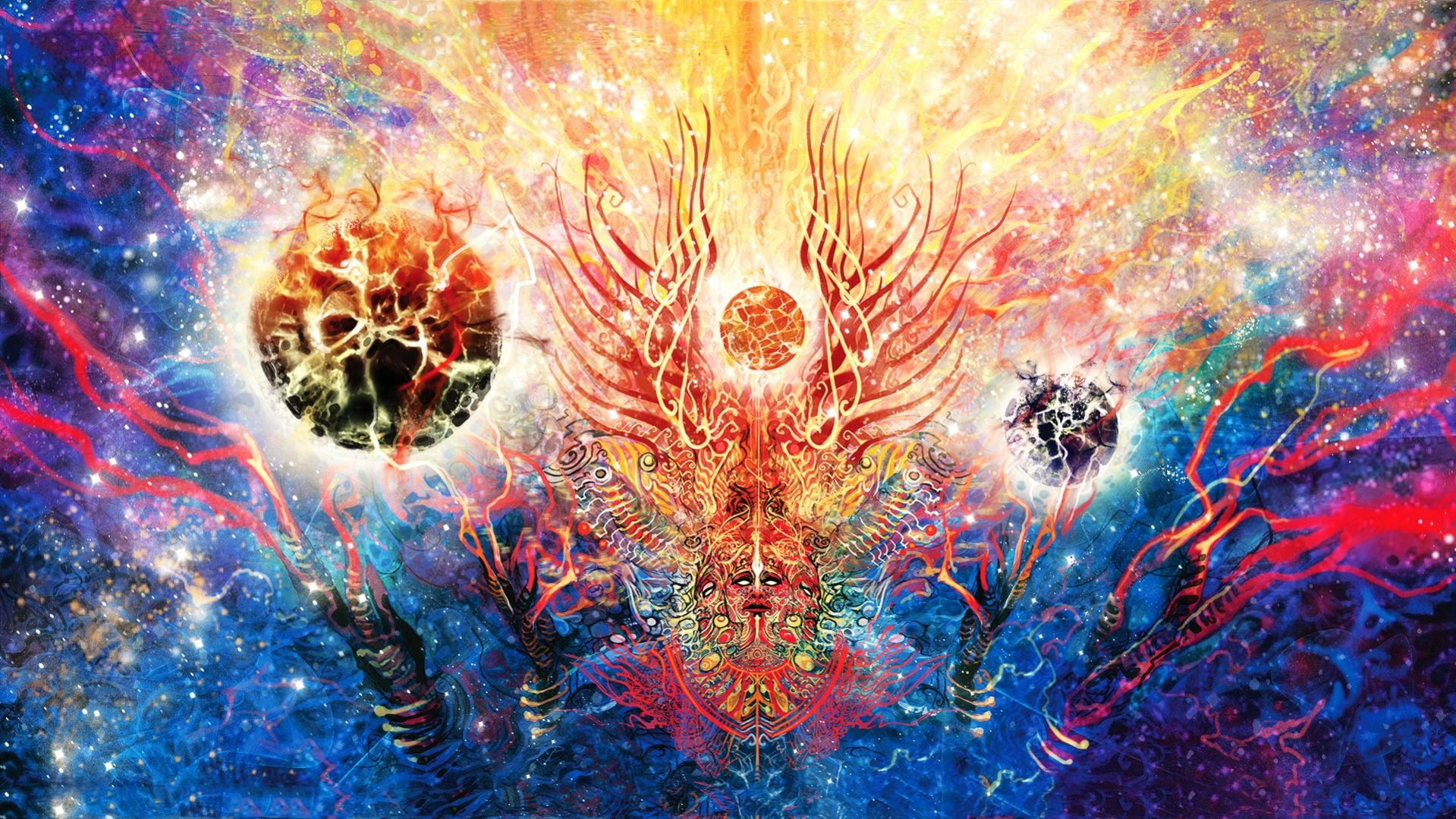design, technology, multi colored, backgrounds, 720P, full frame, psychedelic, red, illuminated, pattern, colorful, science, biology, digital composite, HD Wallpaper