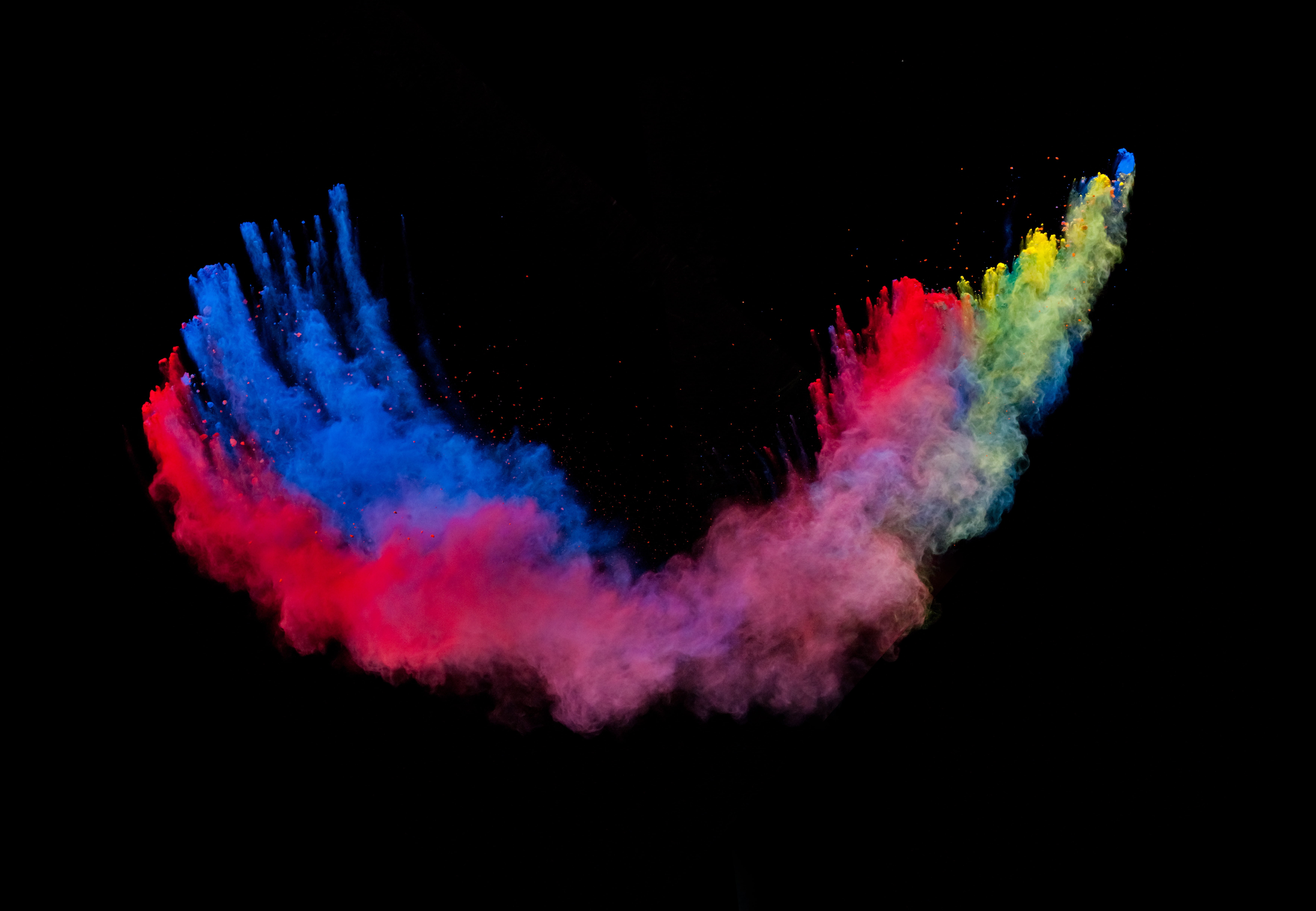 powder, powder explosion, black background, 5K, colorful, HD Wallpaper
