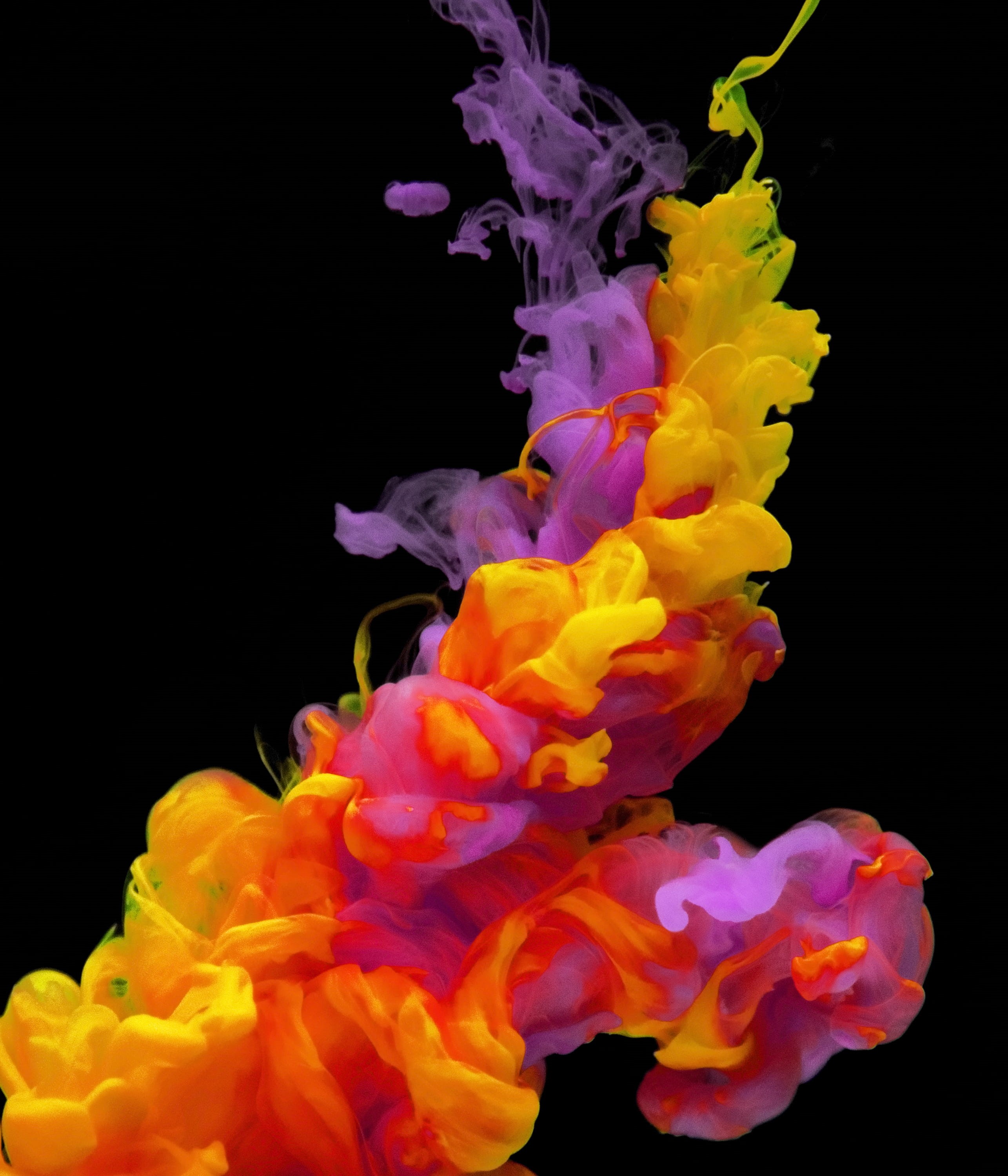 sea, black background, pattern, mixing, water, flowing, photography, vibrant color, motion, indoors, colorful, running water, cut out, nature, beauty in nature, Phone HD Wallpaper
