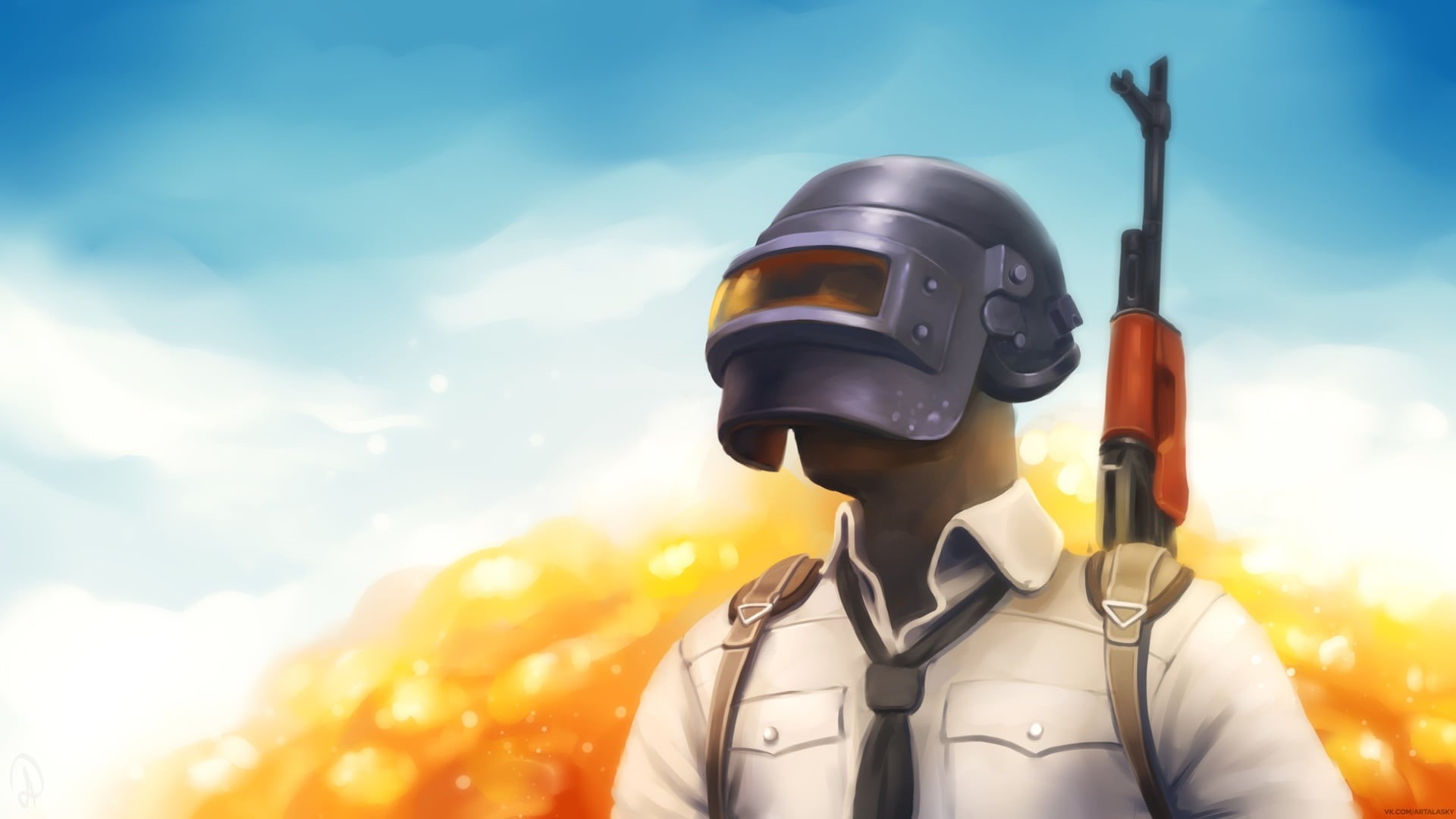 pubg, front view, game, sunlight, obscured face, playerunknowns, cloud - sky, one person, games, security, real people, unrecognizable person, HD Wallpaper