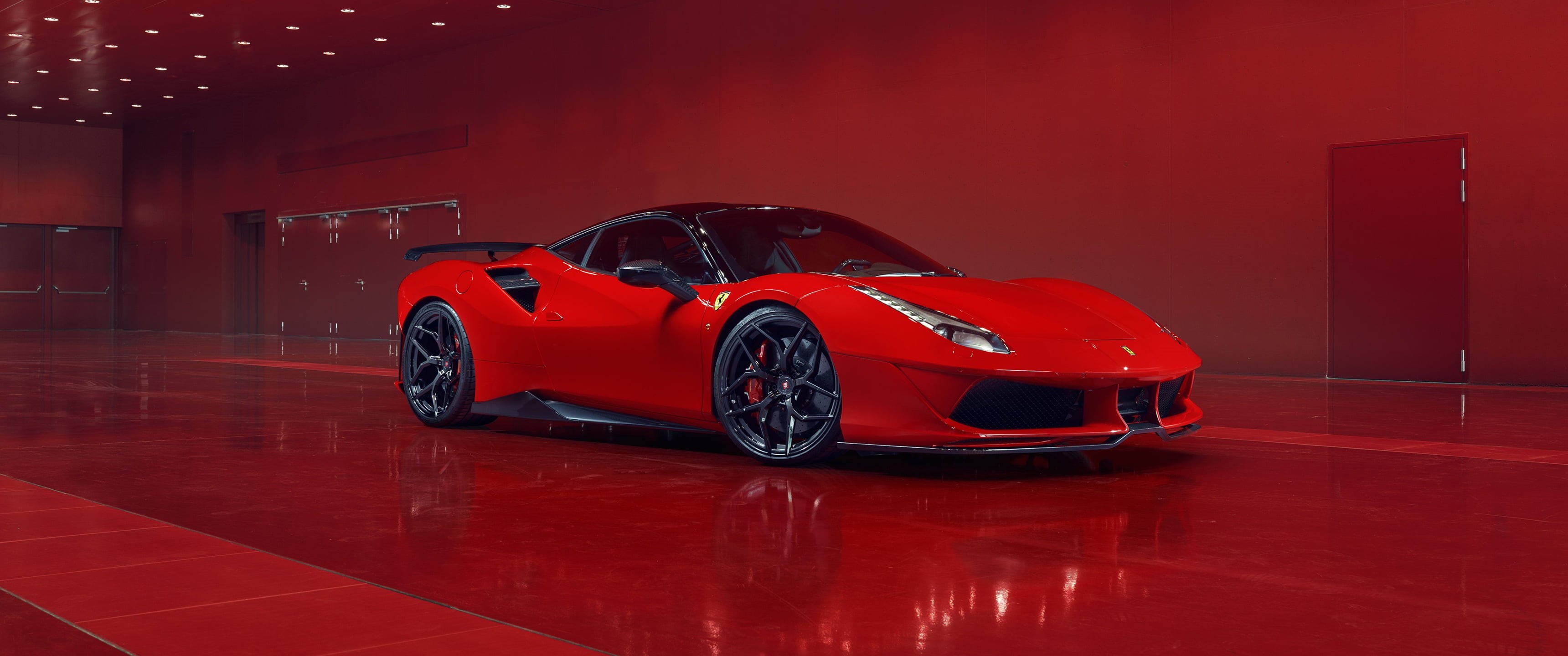 modern, shiny, business, motor vehicle, 2K, sports car, car, Ferrari 488 GTB, elegance, speed, reflection, luxury, night, consumerism, no people, red, HD Wallpaper