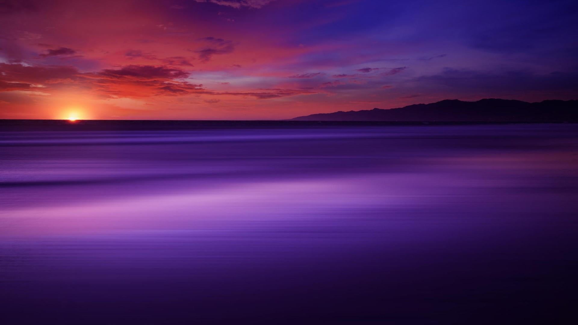 night, tranquil scene, afterglow, ocean, reflection, sea, outdoors, landscape, violet, horizon over water, sky, calm, 1080P, nature, beauty in nature, HD Wallpaper