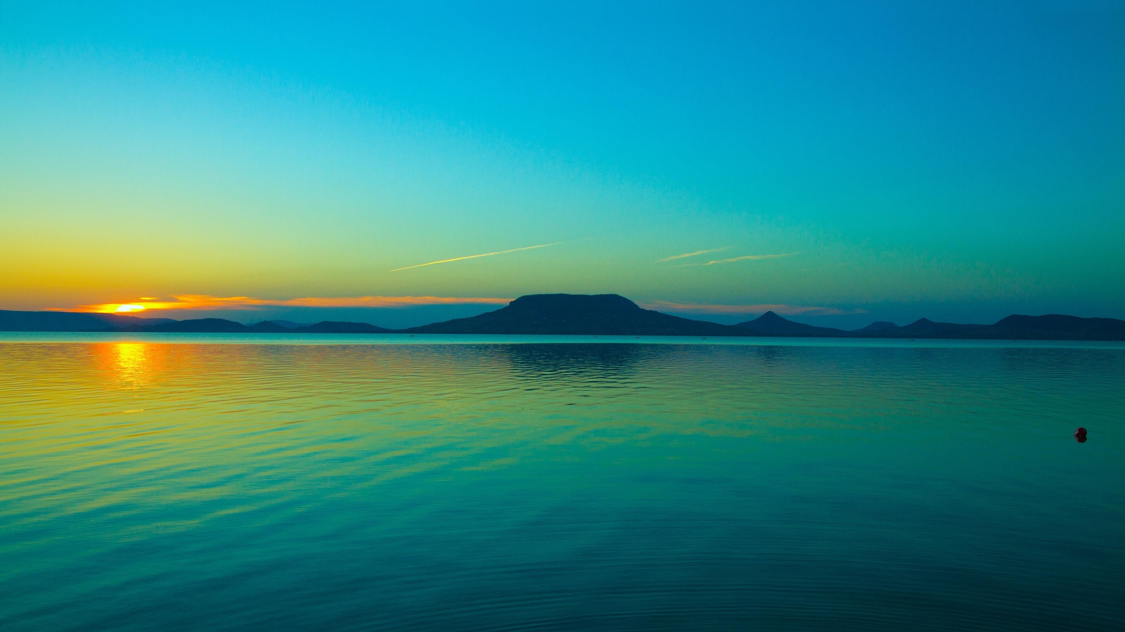 sunrise, calm, morning, sky, cool, atmosphere, colors, horizon, reflection, water, ocean, dawn, shore, 4K, sea, HD Wallpaper