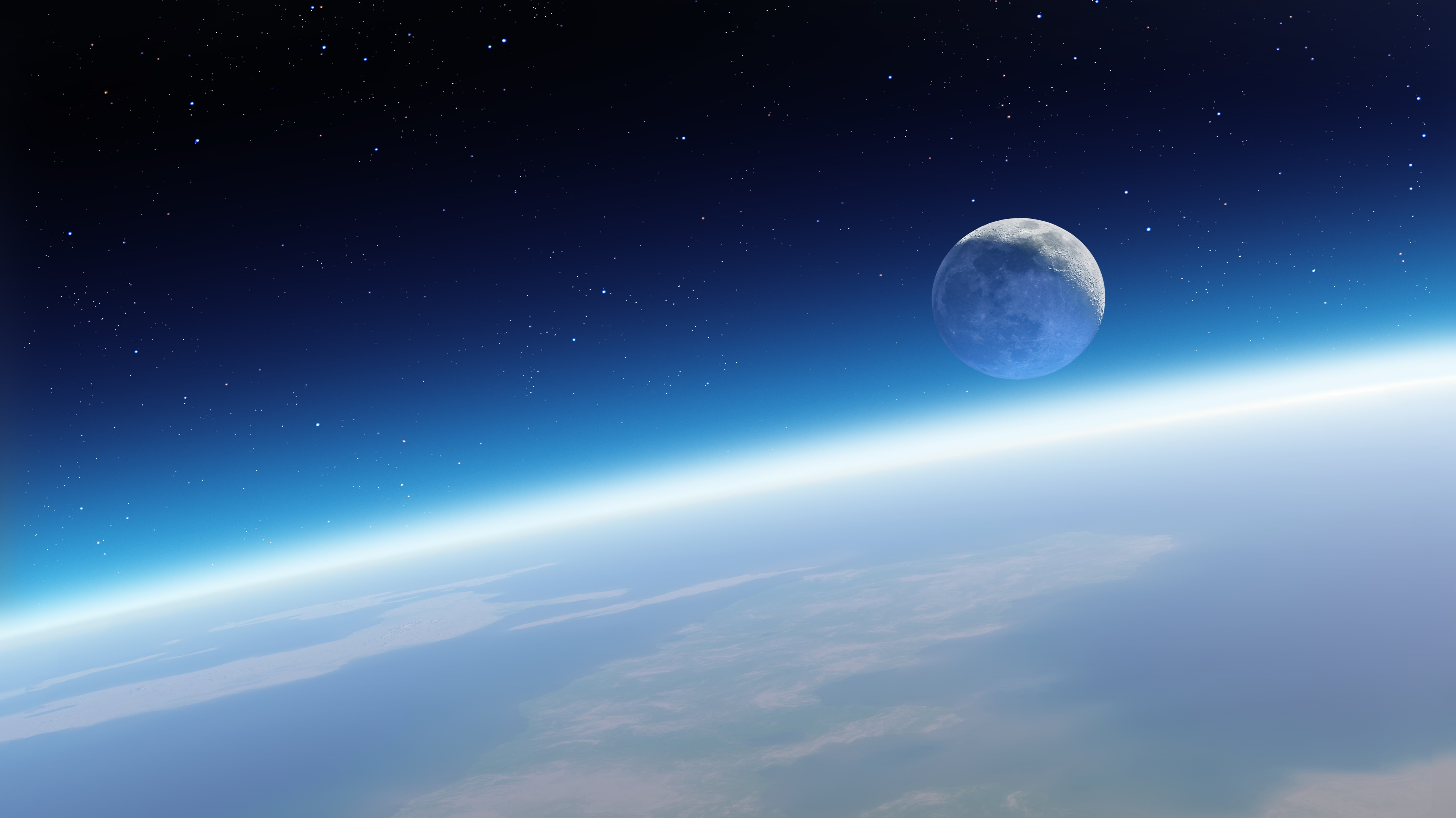 Earths orbit, Atmosphere, Mac OS X, 5K, Earth, Blue sky, macOS, Planet, Horizon, Stock, 5K, HD Wallpaper