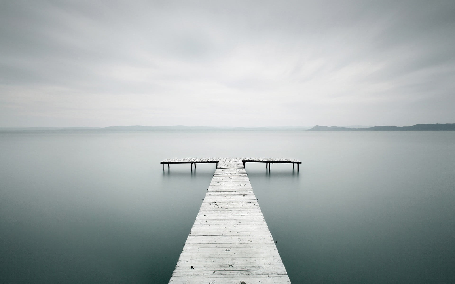 1080P, hills, wooden surface, nature, lake, horizon over water, pier, sky, dock, sea, outdoors, wood - material, photography, no people, jetty, landscape, HD Wallpaper