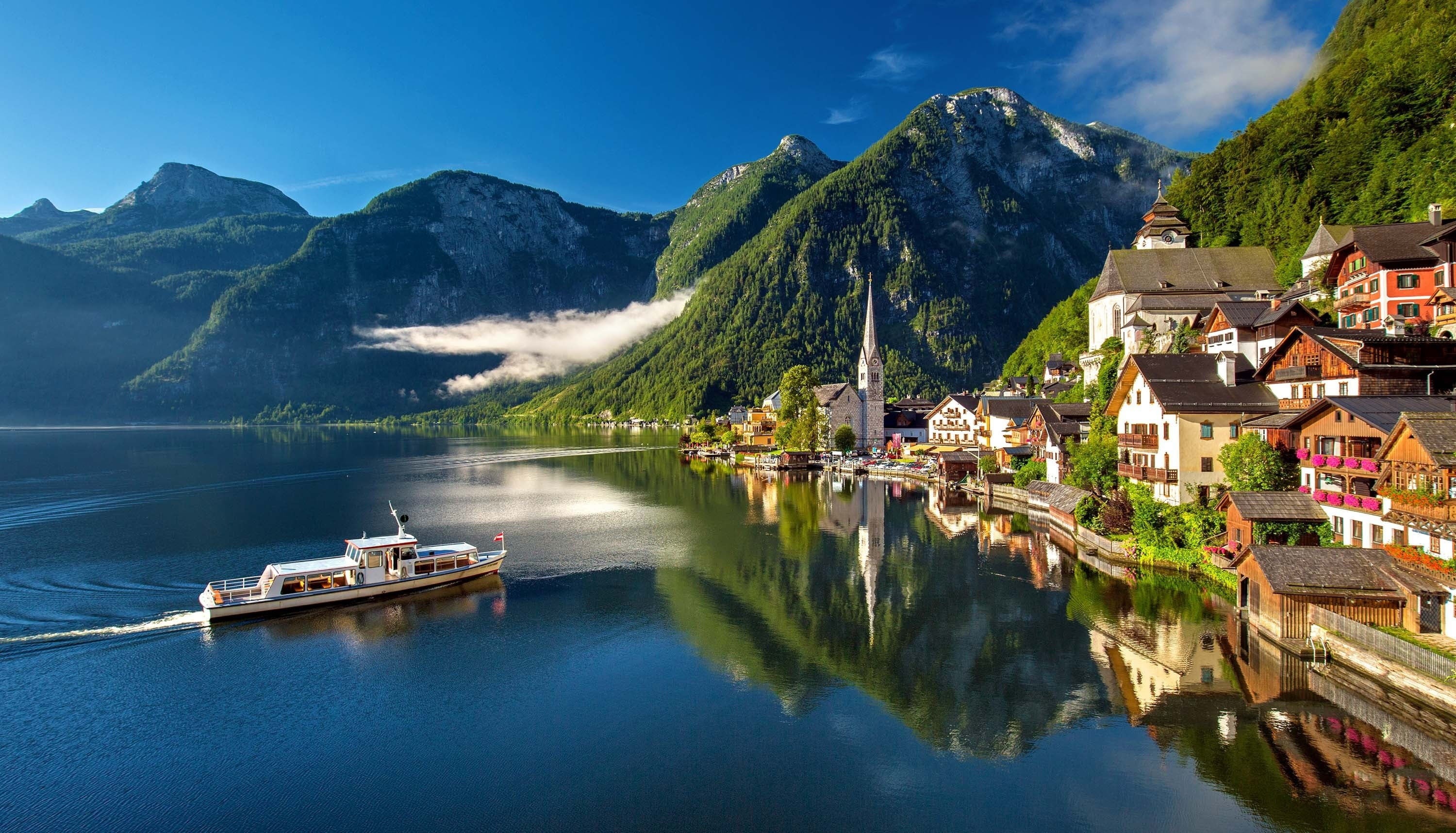 nature, water, mountains, Austria, 2K, Hallstatt, landscape, HD Wallpaper