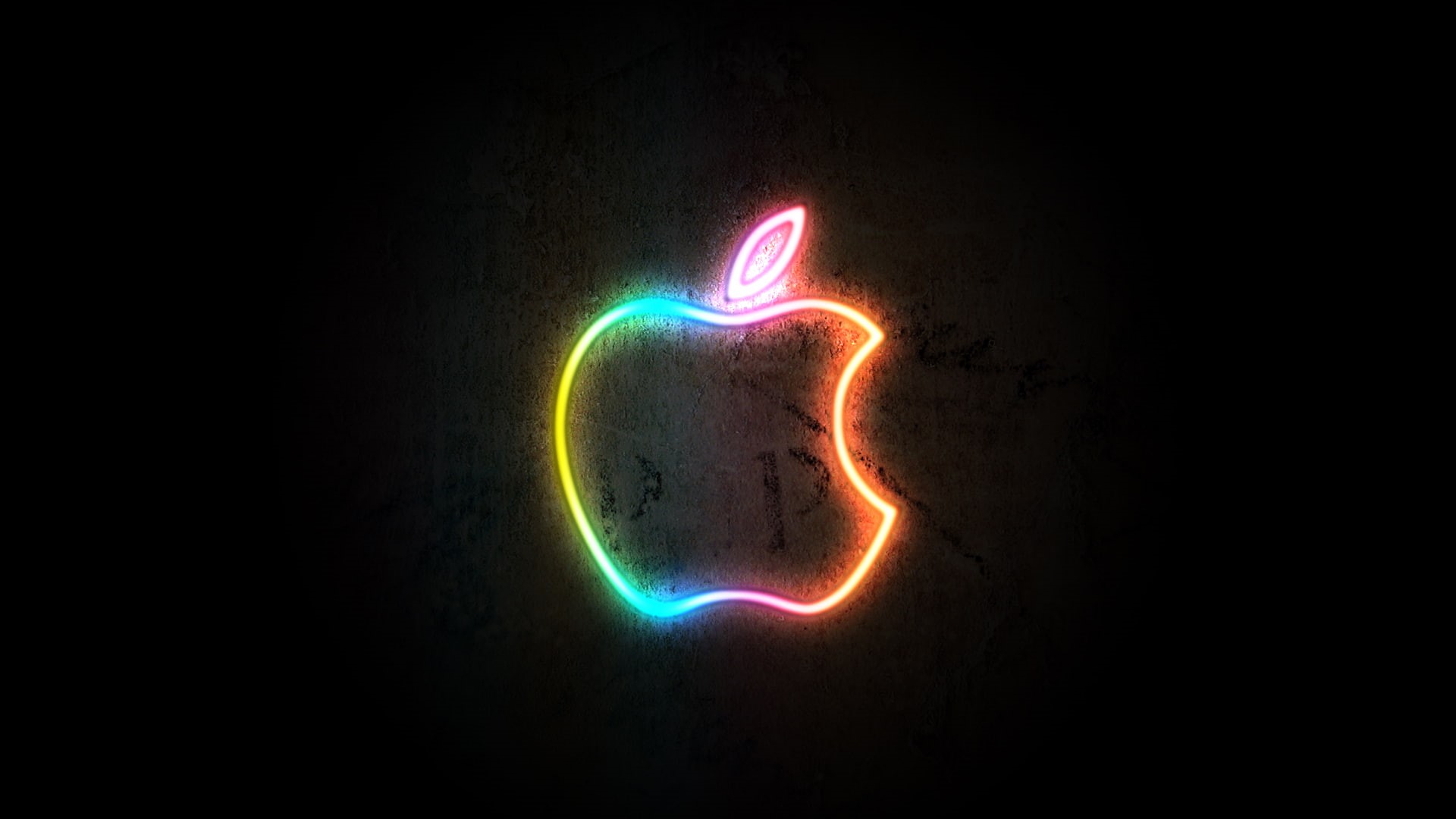 1080P, Apple Inc., neon glow, logo, dark background, HD Wallpaper