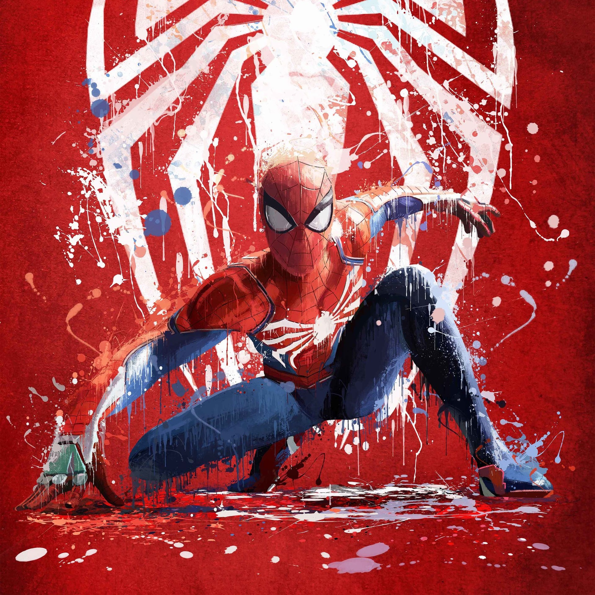 Spider-Man, PS4, Red, HD, Artwork, 1080P, Phone HD Wallpaper