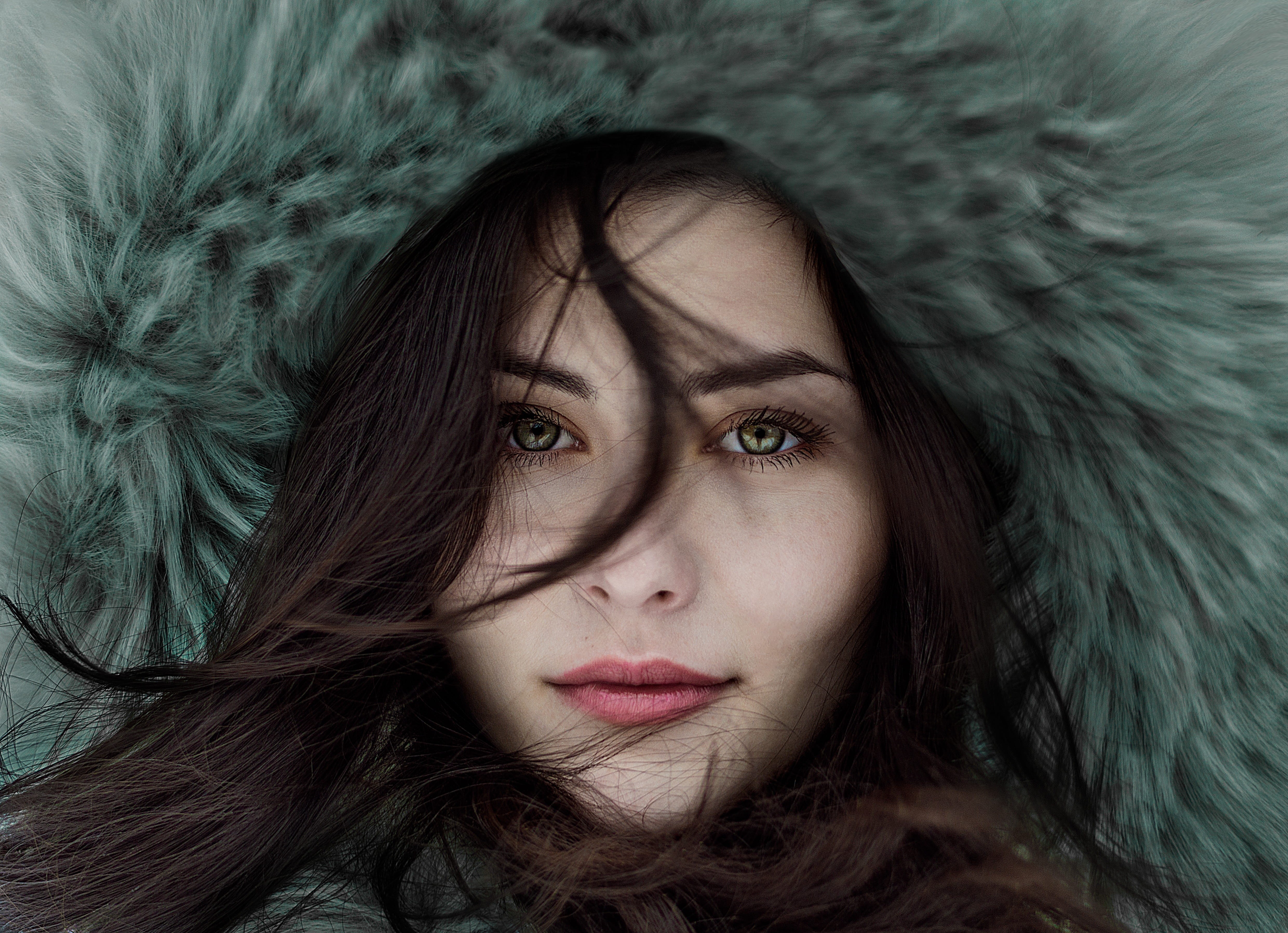 beautiful, wavy hair, coat, make-up, body part, blue, hair, young Adult, portrait, close-up, black hair, 4K, contemplation, cold - Temperature, outdoors, HD Wallpaper