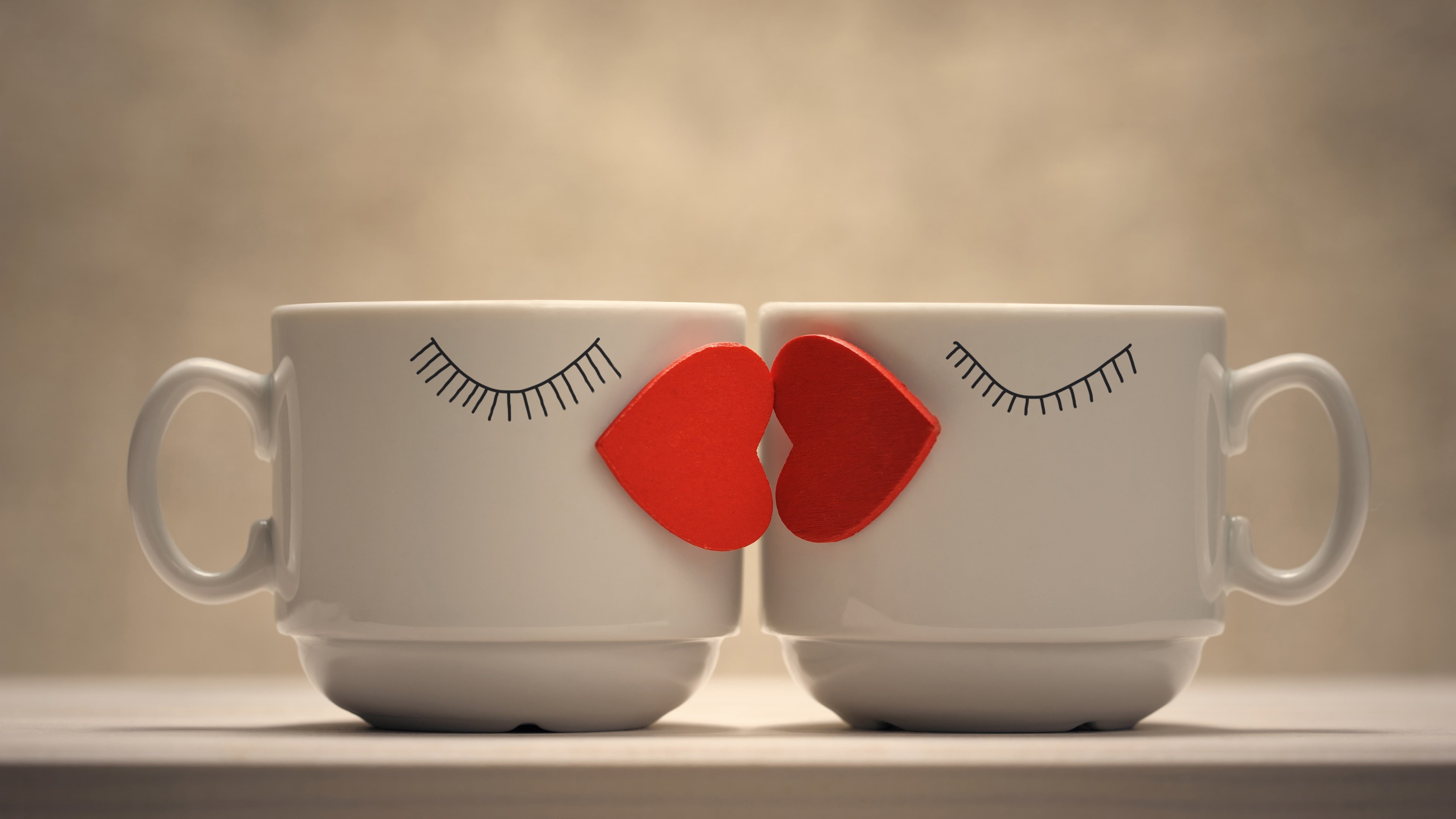 Cups, Hearts, Two, Love, 4K, HD Wallpaper