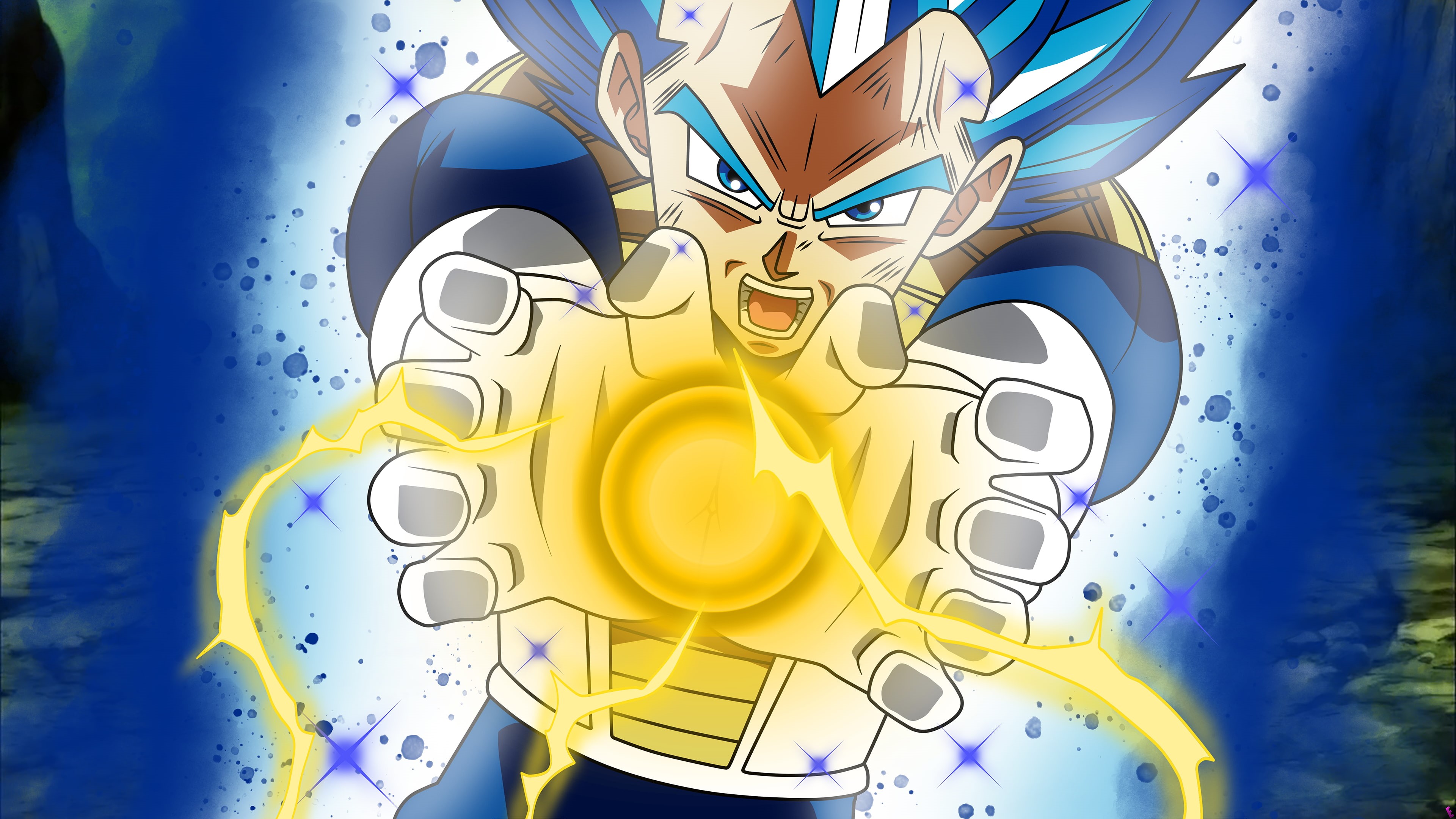 yellow, ornate, art and craft, Dragon Ball Super, saiyan, reflection, close-up, representation, sky, design, abstract, creativity, multi colored, Super Saiyan Blue, HD Wallpaper