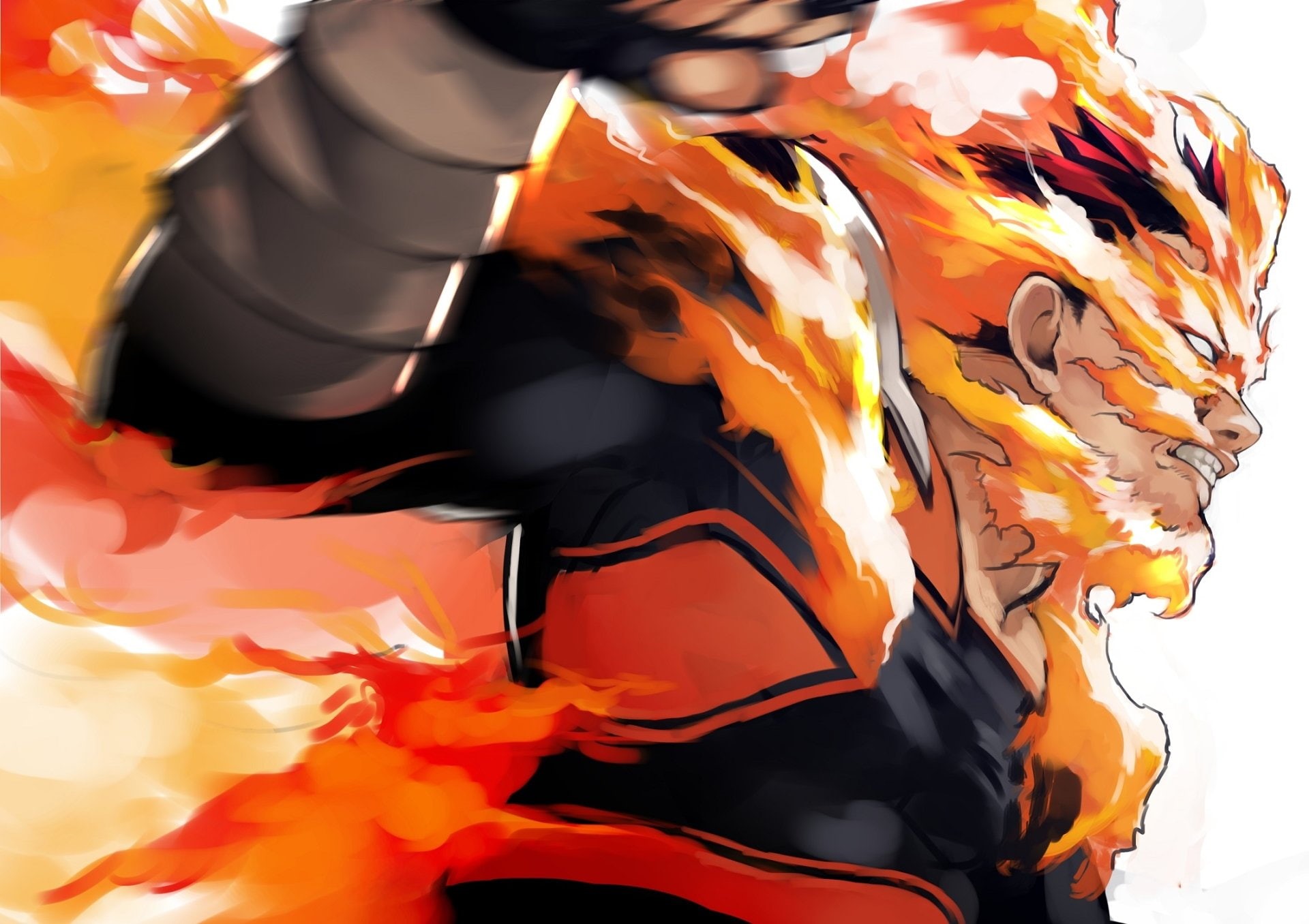 White Eyes, My Hero Academia, Beard, Anime, Enji Todoroki, Red Hair, Costume, Endeavor (Boku no Hero Academia), 1080P, Flame, Boku no Hero Academia, Fire, HD Wallpaper