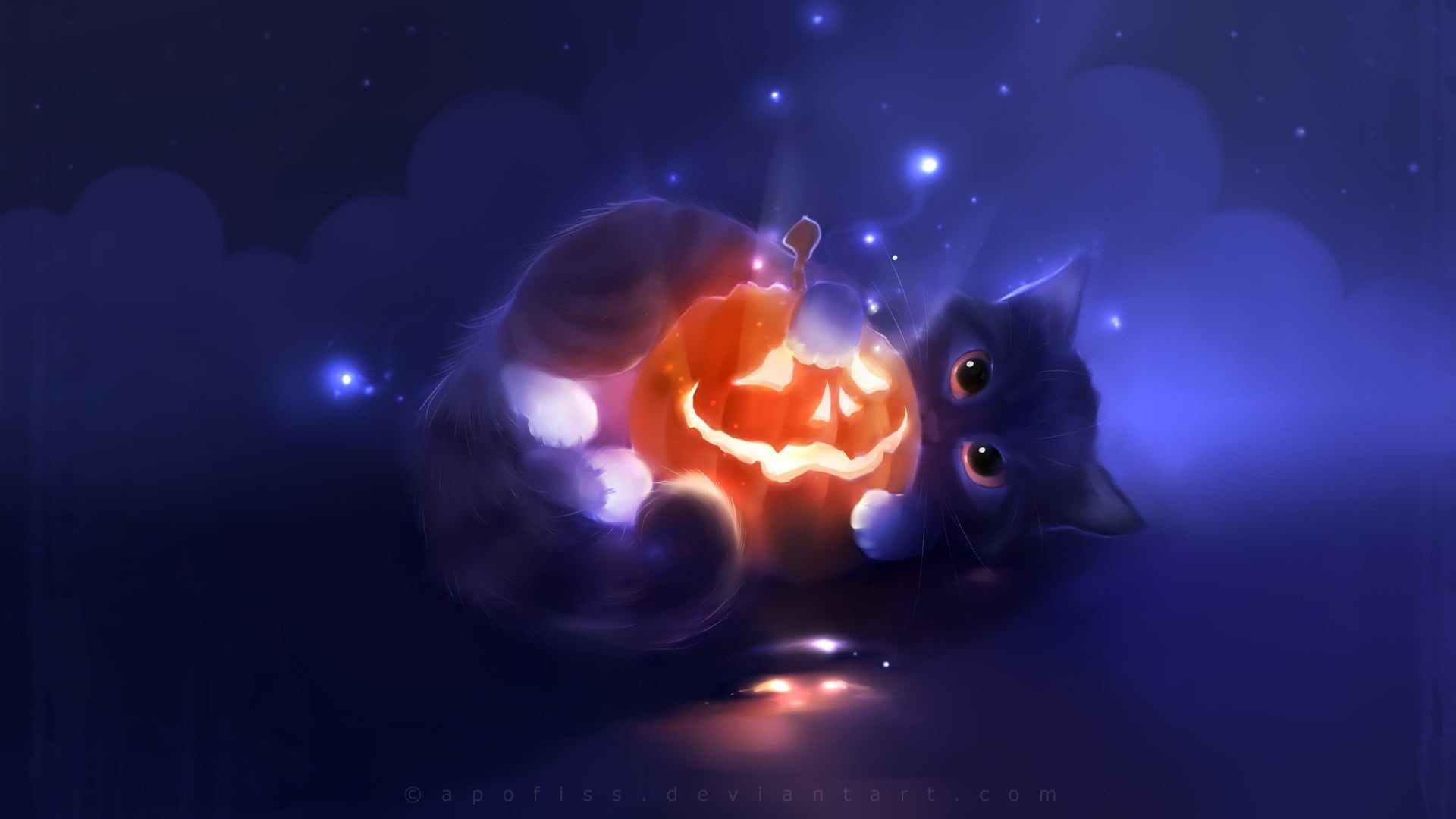 illustration, lighting equipment, purple, night, pumpkin, glowing eyes, globe - man made object, fantasy art, cat, nature, single object, indoors, destruction, HD Wallpaper