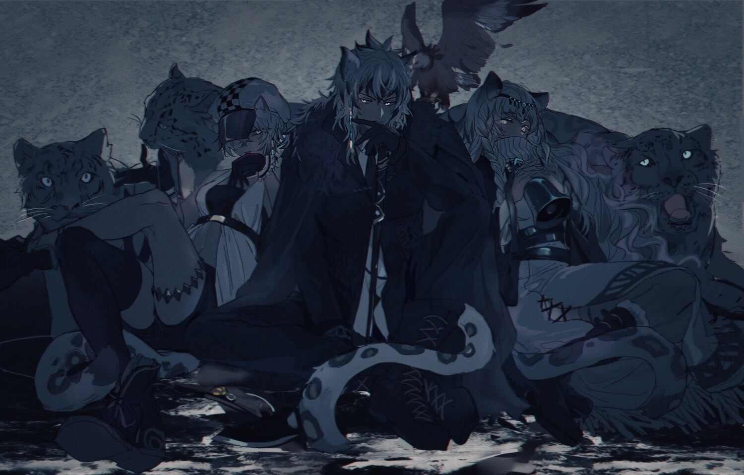glowing eyes, Arknights, 720P, animals, anime, animal ears, dark, HD Wallpaper