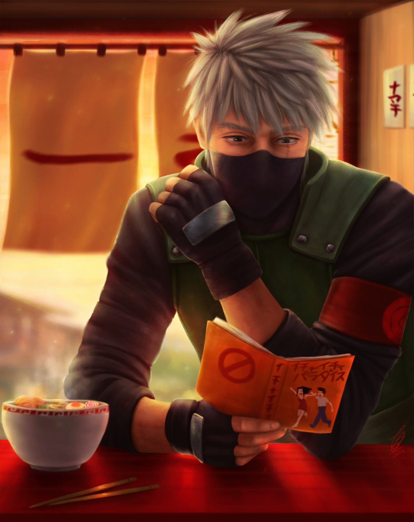 720P, naruto, hatake kakashi, Anime, mask, ramen, Phone HD Wallpaper
