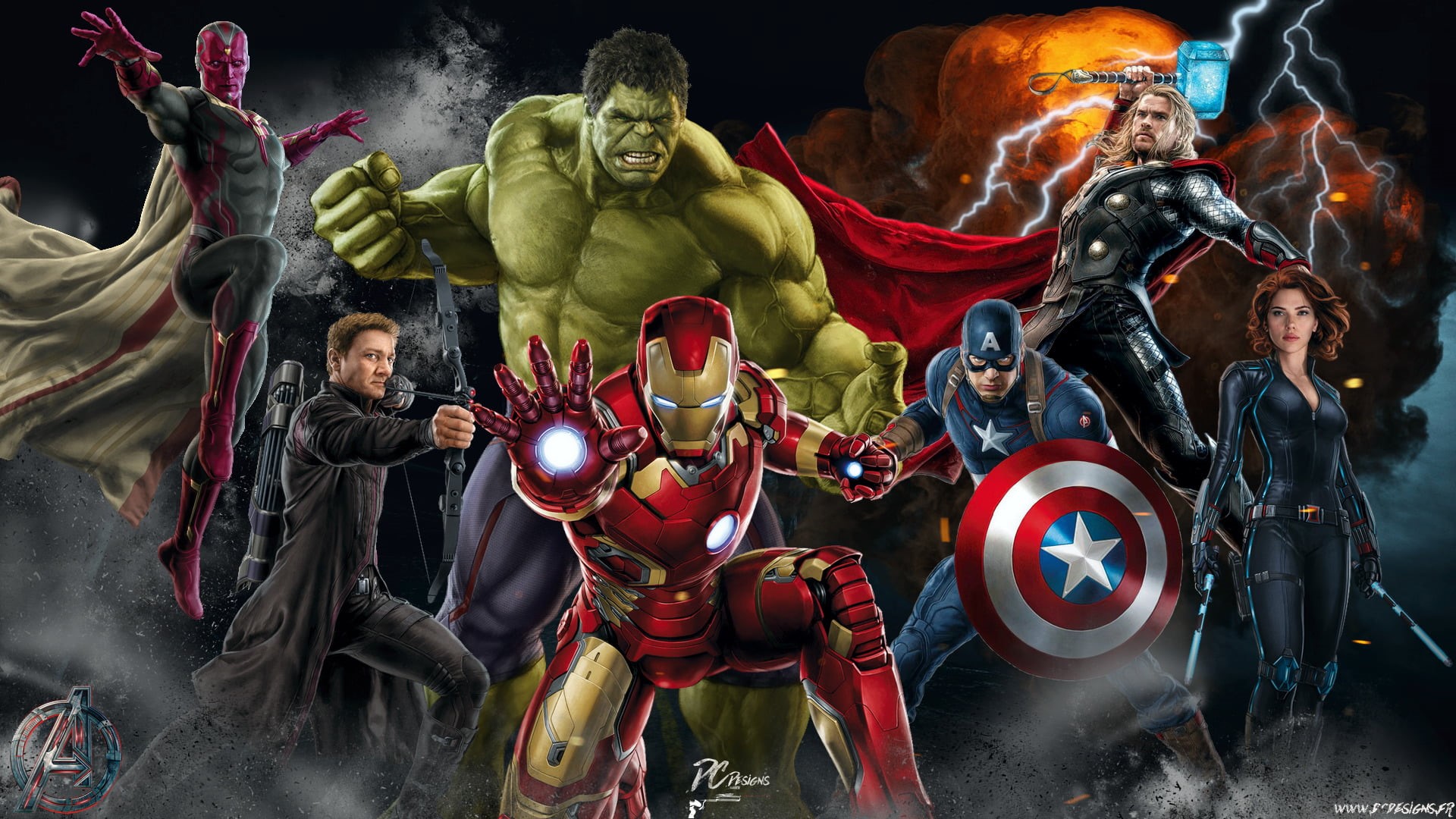 group of people, Avengers, Marvel Comics, Avengers: Age of Ultron, Digital Art, weapon, The Avengers, architecture, illuminated, Hulk, Fan Art, HD Wallpaper