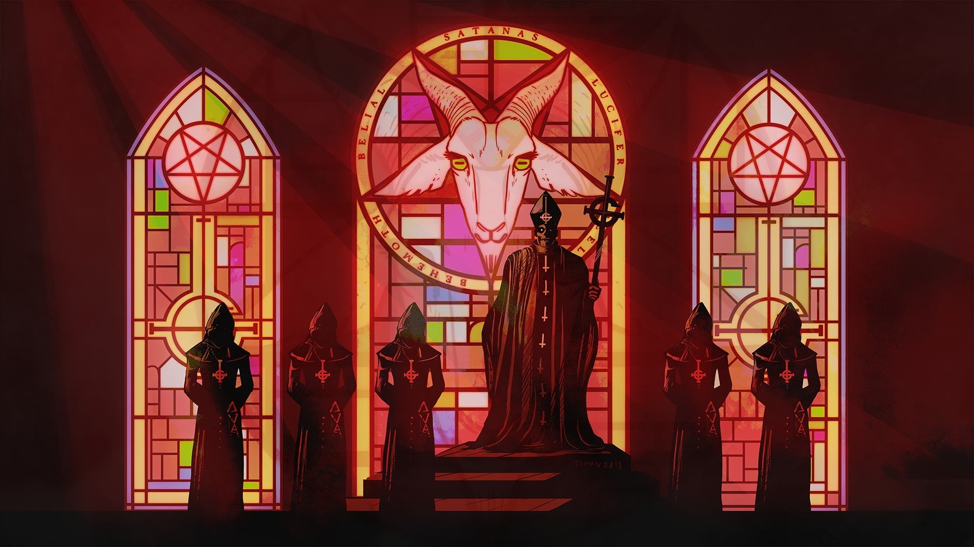 Papa Emeritus, Ghost B.C., Lucifer, church, 1080P, Satan, Ghost, HD Wallpaper