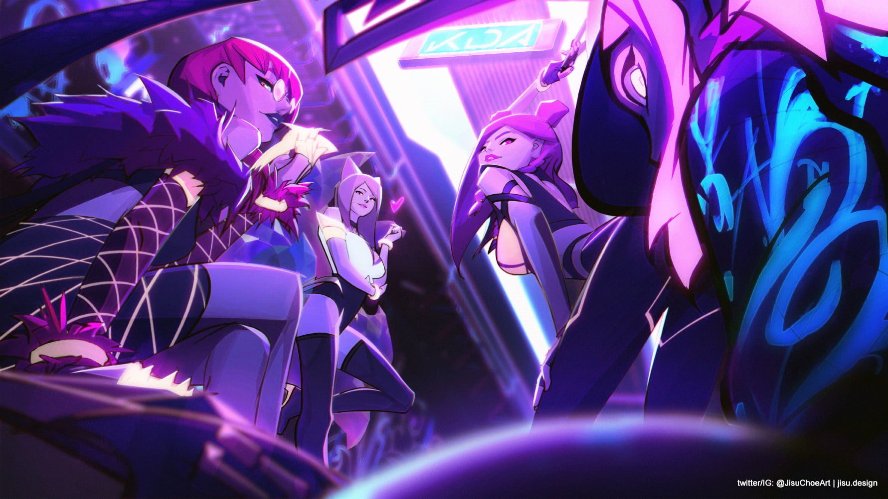 KaiSa (League of Legends), 720P, digital art, Evelynn (League of Legends), video games, Akali(League of Legends), Ahri (League of Legends), League of Legends, HD Wallpaper