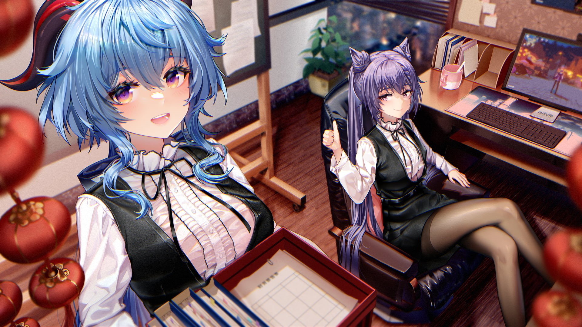 5412Hbb, 1080P, HBB, Genshin Impact, keqing (genshin impact), Ganyu (Genshin Impact), HD Wallpaper