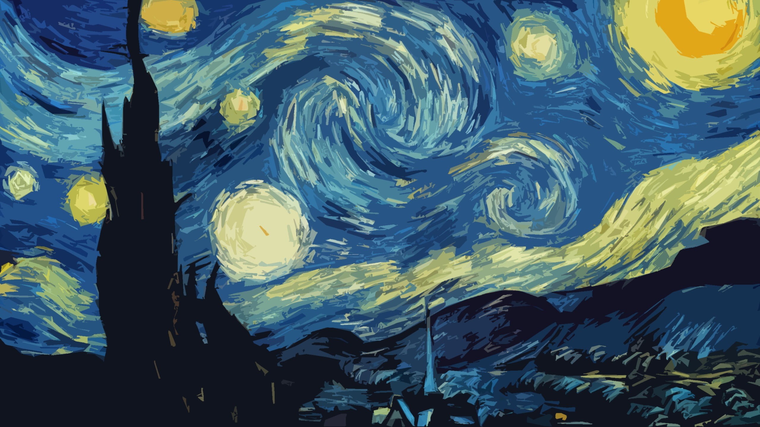 blue, multi colored, sea, nature, motion, van, school of fish, creativity, day, water, abstract, close-up, night, waterfront, beauty in nature, Vincent van Gogh, HD Wallpaper