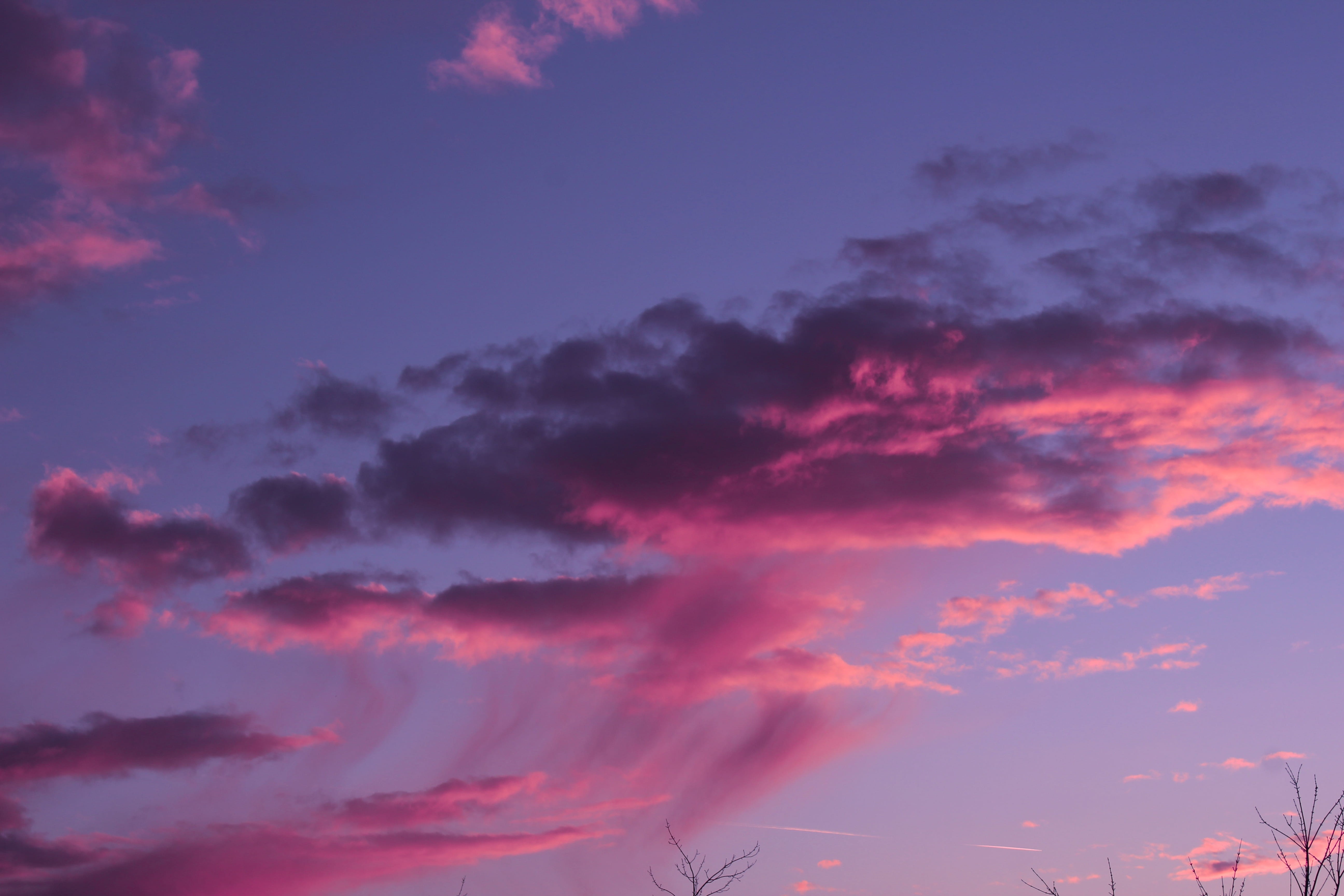 power in nature, dramatic sky, nature, neon, tranquil scene, cloud - sky, tranquility, sunset, romantic sky, sky, fading, pink, no people, orange color, HD Wallpaper