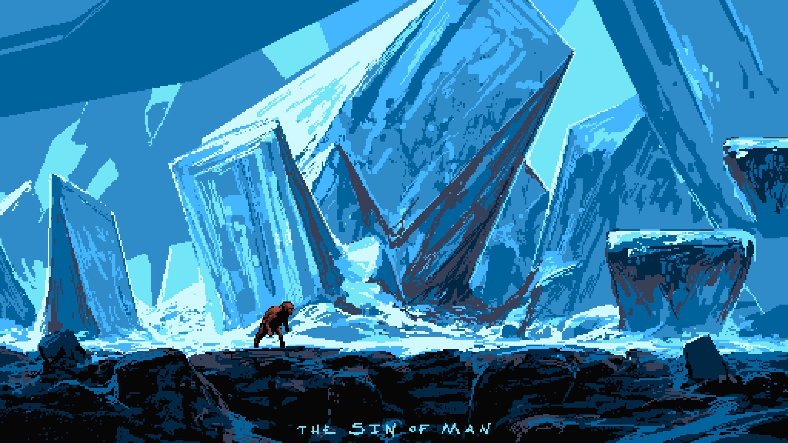 one person, beauty in nature, 2K, day, Noah Bradley, cold temperature, real people, sin, mountain range, pixels, ice, architecture, pixel art, HD Wallpaper