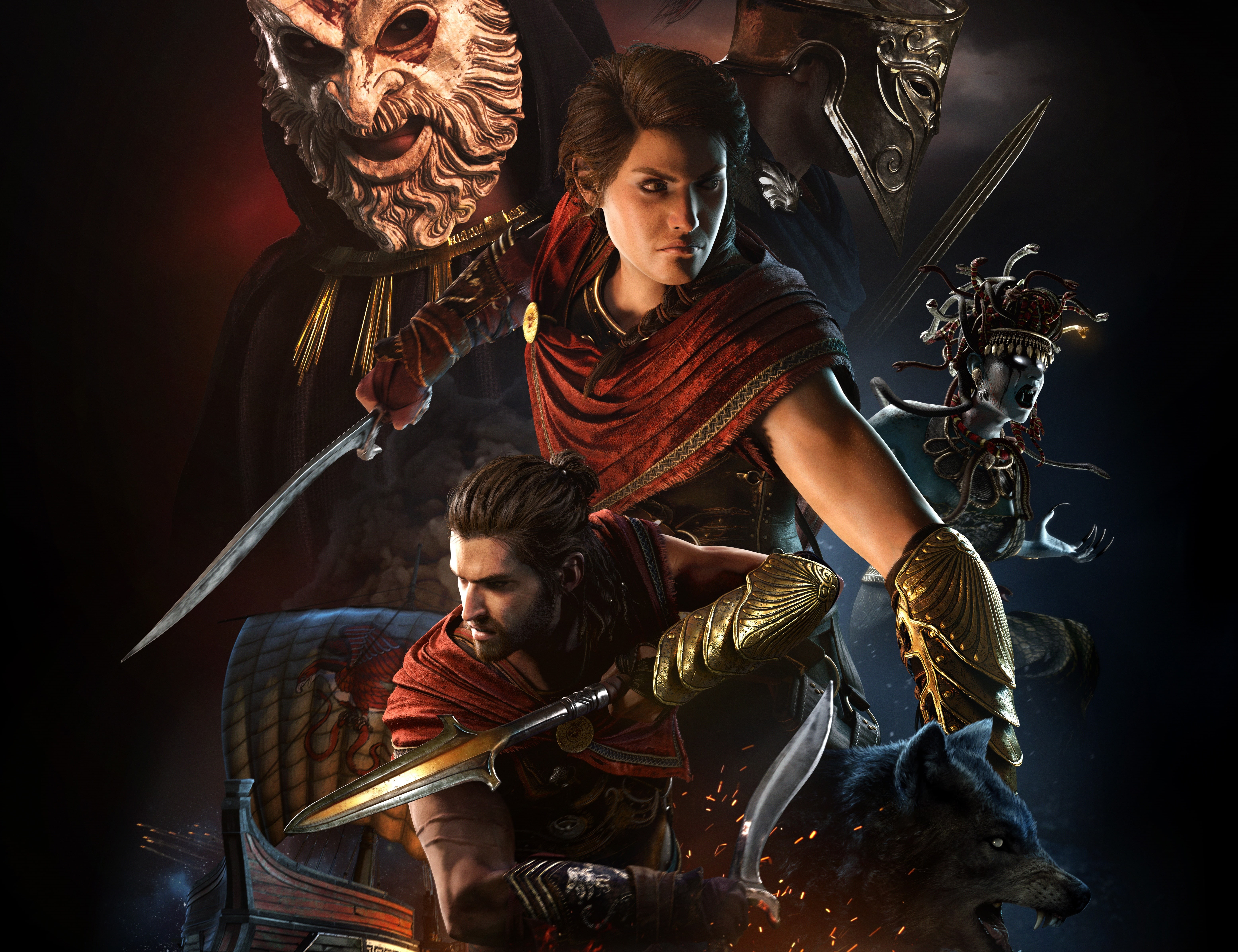 Alexios, Assassins Creed Odyssey, 5K, art, Kassandra, HD Wallpaper