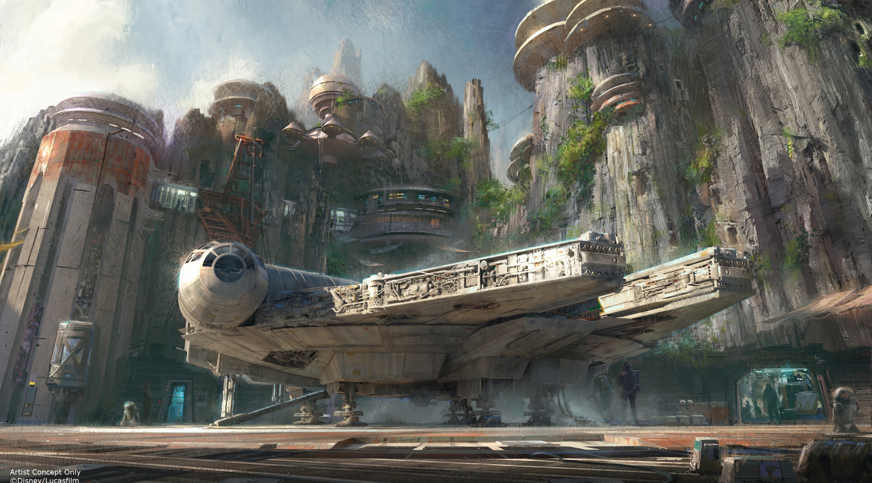 religion, docked, art and craft, craft, falcon, spirituality, no people, built structure, docked millennium falcon, spaceship, sculpture, male likeness, HD Wallpaper