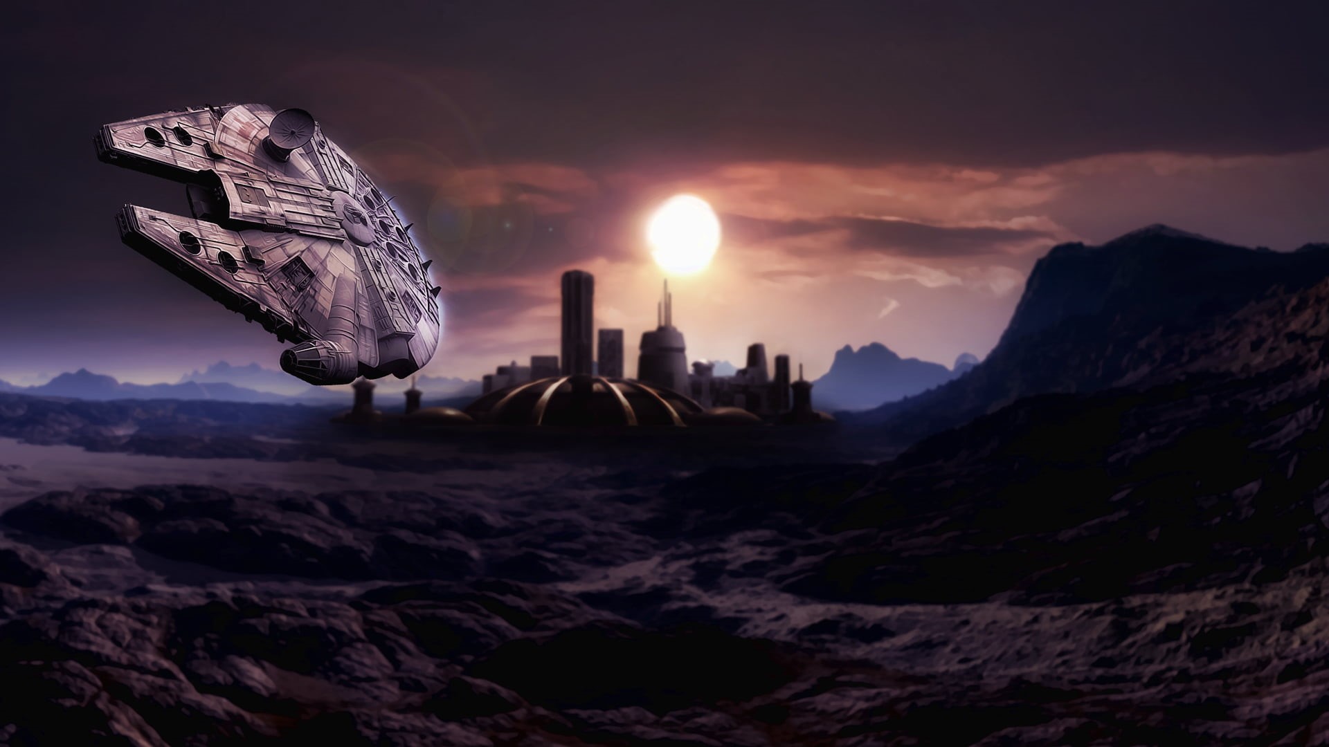 beauty in nature, falcon, tranquil scene, scenics - nature, art, rock, mountain peak, landscape, nature, travel destinations, outdoors, Star Wars, HD Wallpaper