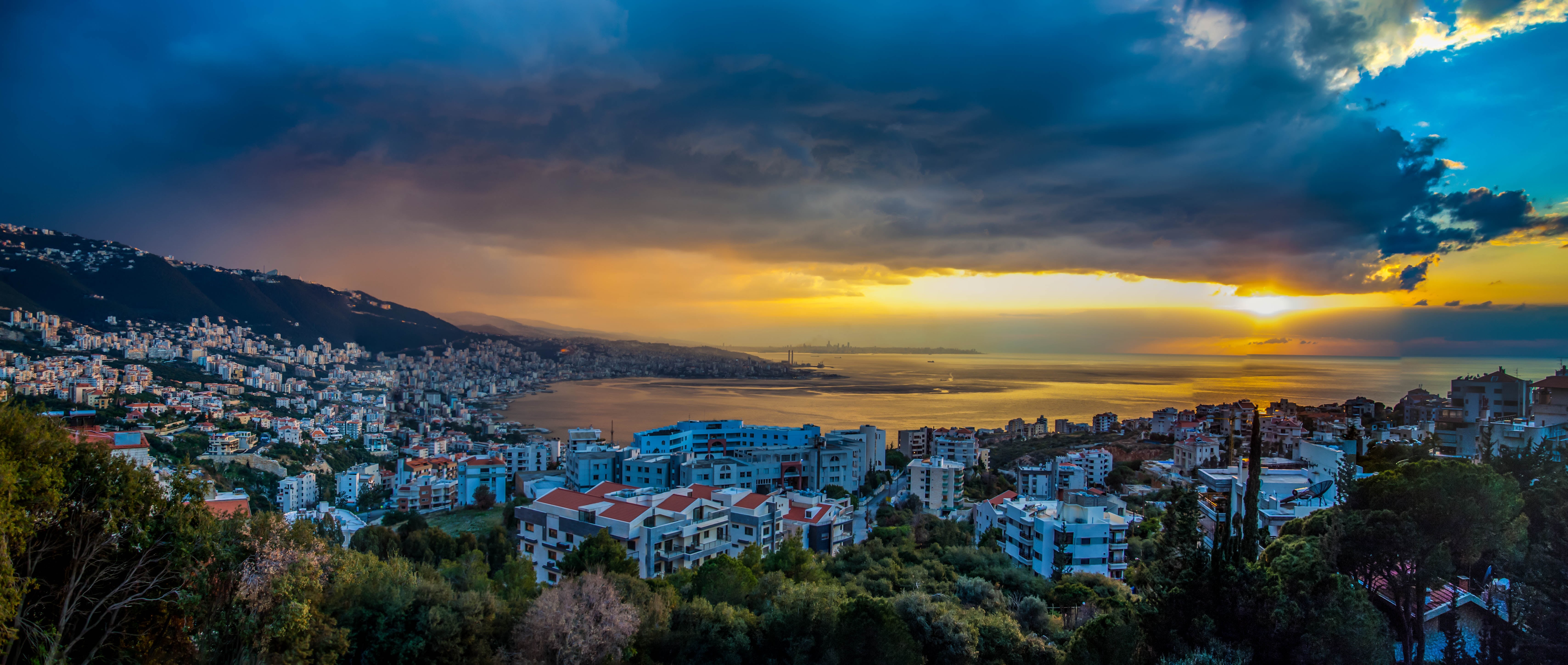 HDR, colours, city, sunset, panoramic photography, adma, urban Scene, beirut, famous Place, night, sea, panoramic, harissa, sunrise, storm  clouds, architecture, HD Wallpaper