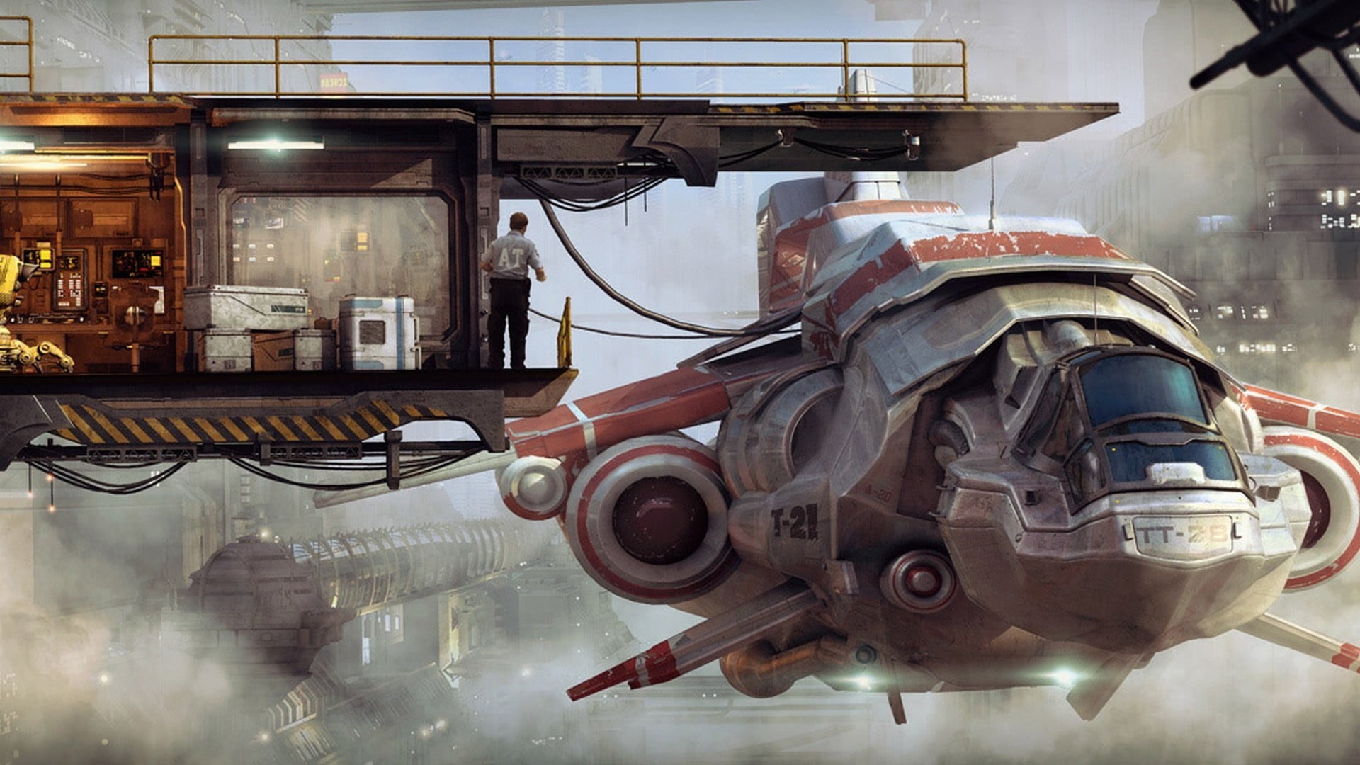 machine part, architecture, technology, transportation, futuristic, spaceship, machinery, smoke - physical structure, nature, brown, no people, illustration, HD Wallpaper