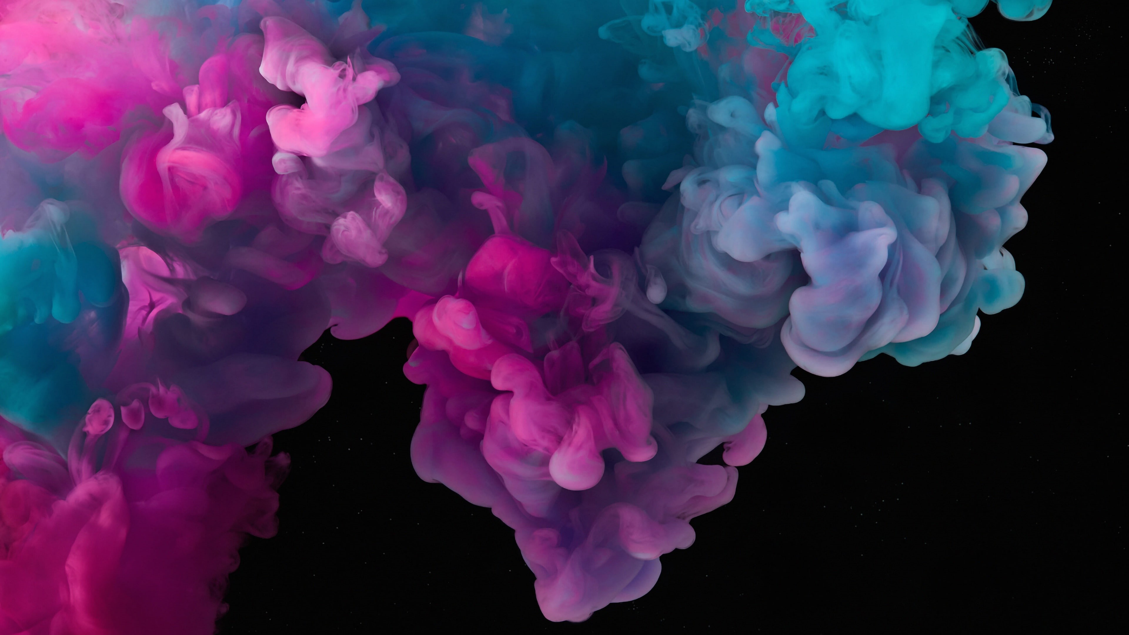 smoke, pink, 4K, blue, colorful, HD Wallpaper
