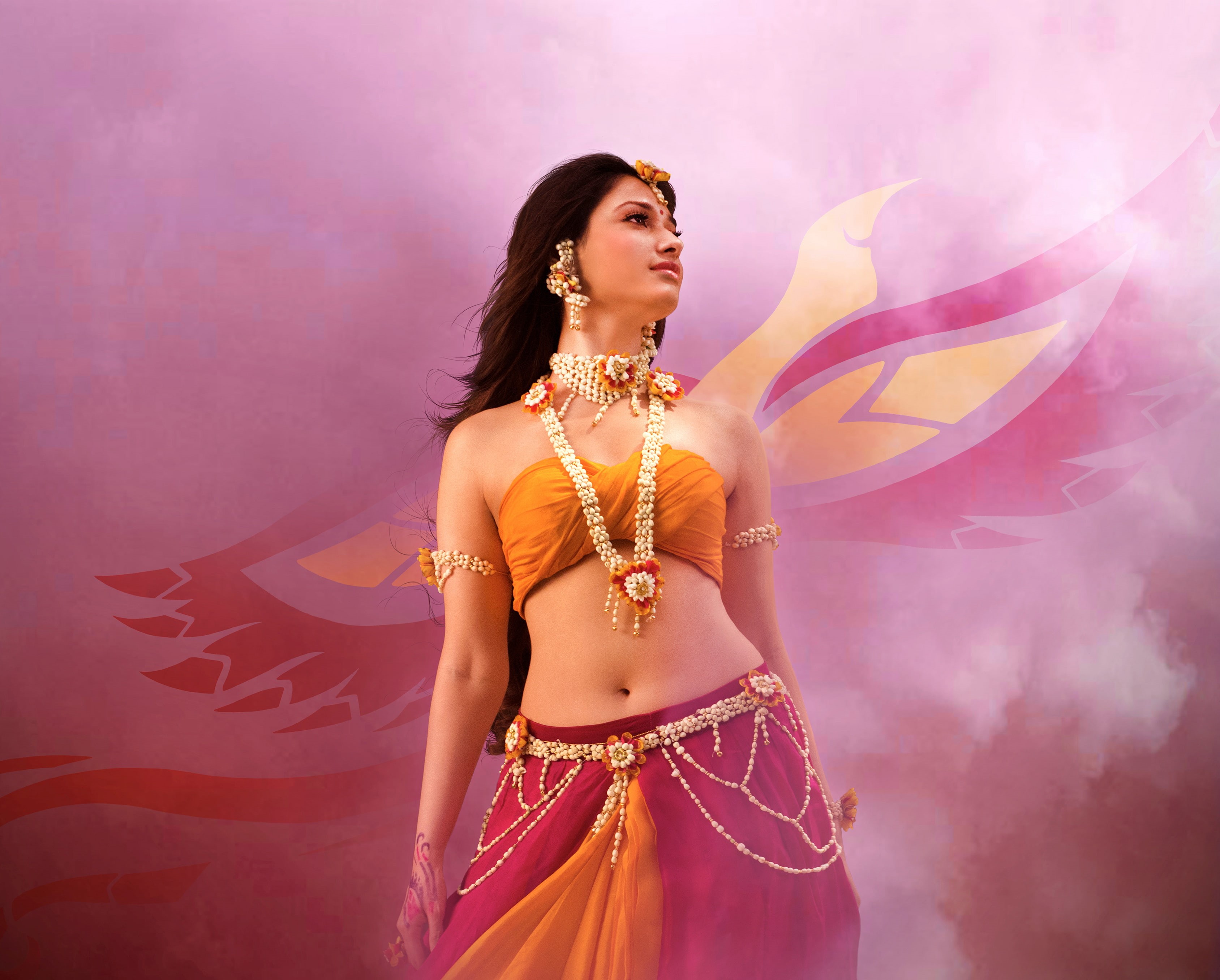 traditional, girl, yellow, wearing, pink, s, Avantika, suit, 2K, Telugu Actress, Tamanna, Baahubali, HD Wallpaper