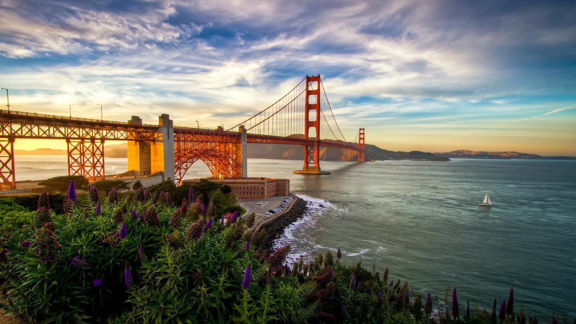 skyline, city, bridge - man made structure, panoramic, panorama, building, transportation, suspension bridge, cityscape, outdoors, tree, old, water, summer, HD Wallpaper