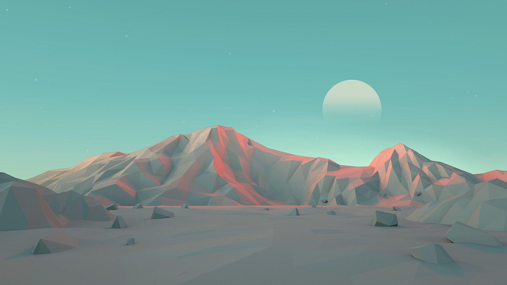 mountains, Mark Kirkpatrick, illustration, Low Poly, minimalism, 1080P, HD Wallpaper