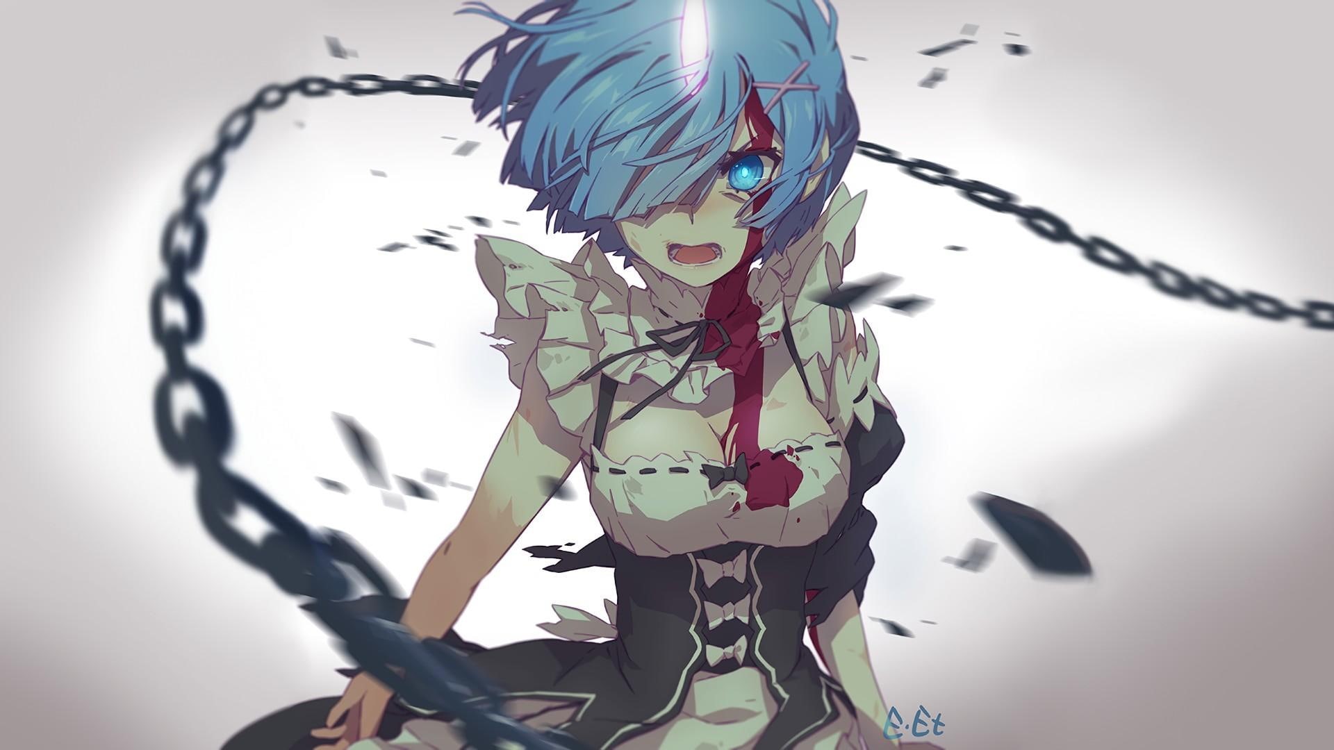 anime, cute, rezero, 1080P, ram, rem, kawaii, HD Wallpaper