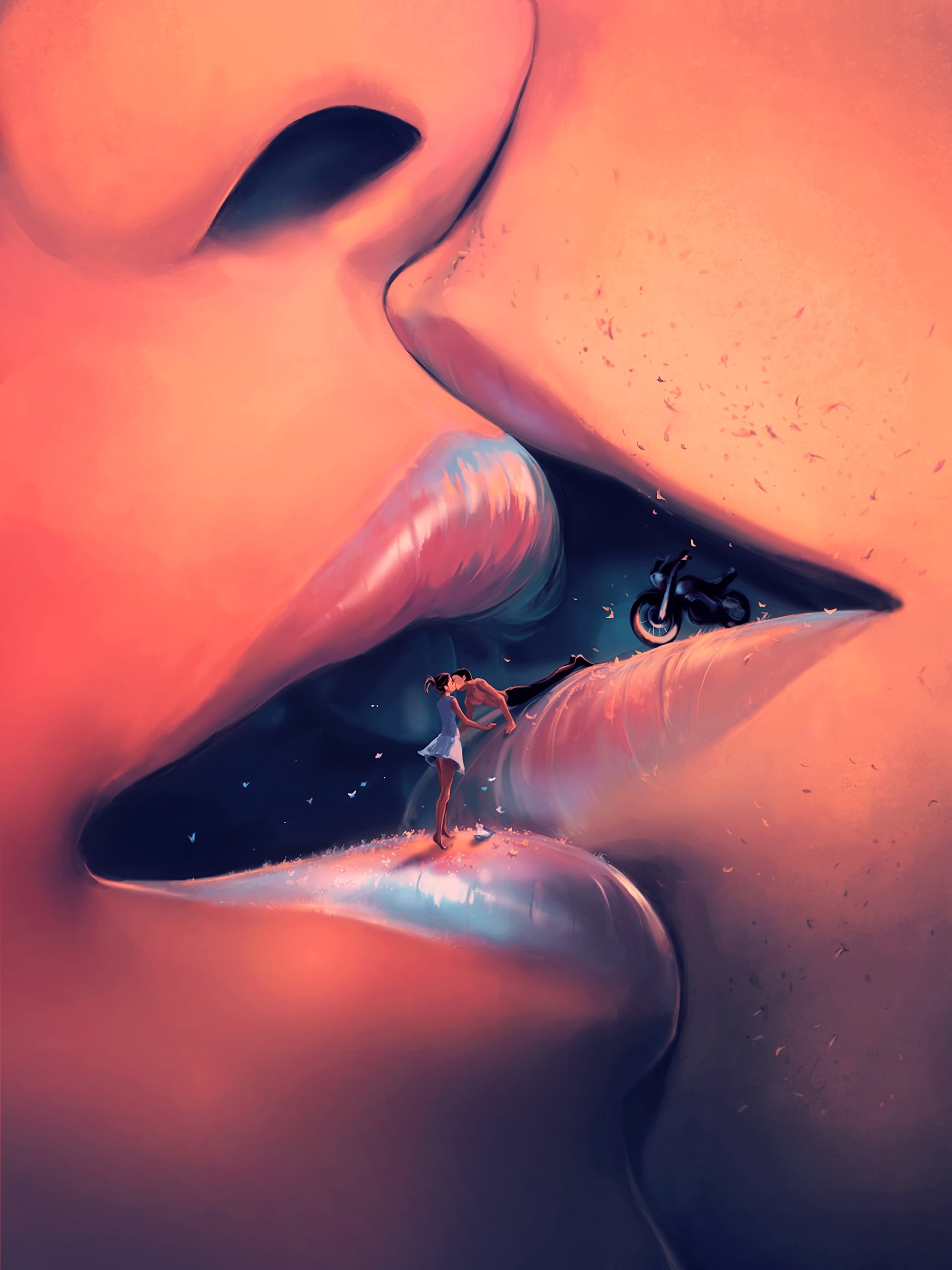 illustration, indoors, sea life, women, no people, water, sea, people, one animal, close-up, aggression, woman, men, undersea, backgrounds, lips, deep, Phone HD Wallpaper