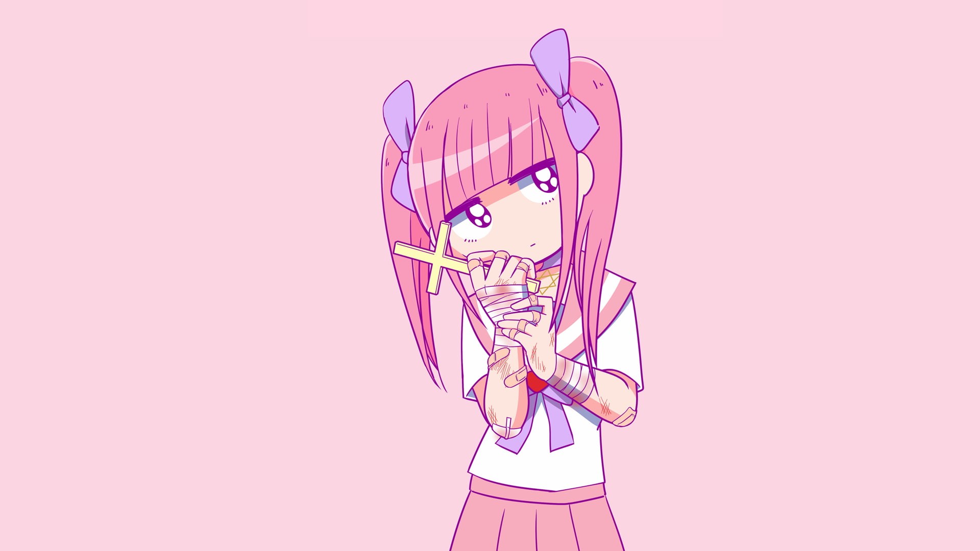 anime girls, Yami kawaii, 1080P, Menhera-chan, simple background, HD Wallpaper