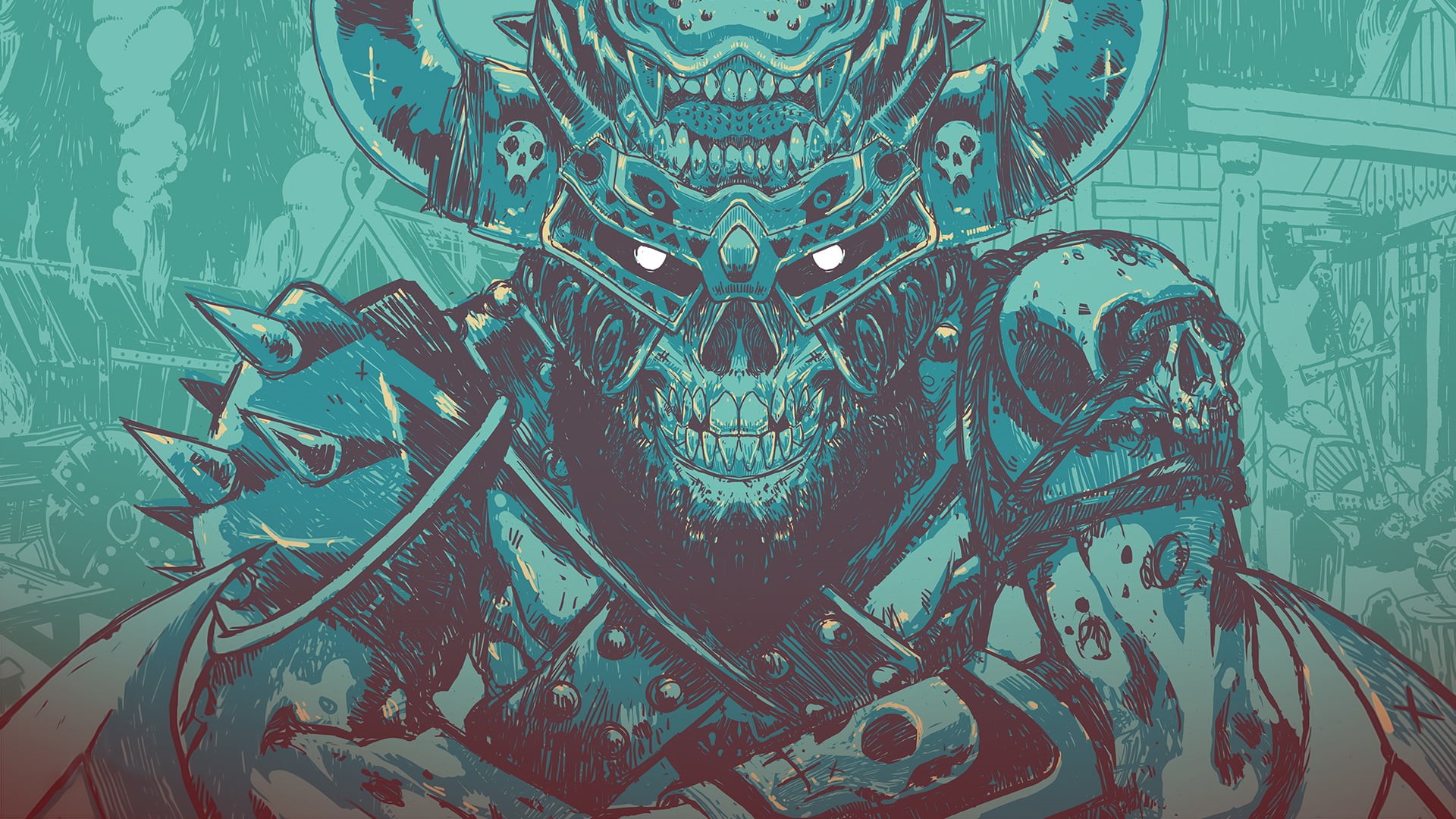 vector, picture, monster, full frame, turquoise colored, art and craft, built structure, human Face, halloween, drawing - Activity, computer Graphic, ornate, HD Wallpaper