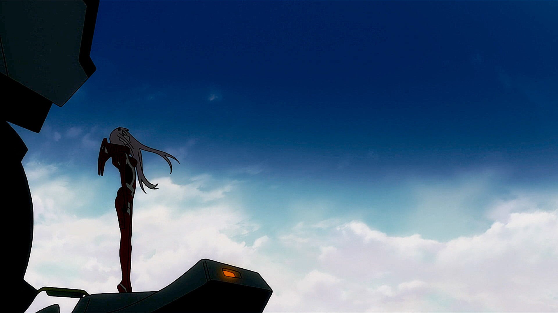 freedom, human arm, Darling in the FranXX, leisure activity, leg, one person, nature, city, outdoors, 1080P, blue, building exterior, Sky, silhouette, HD Wallpaper