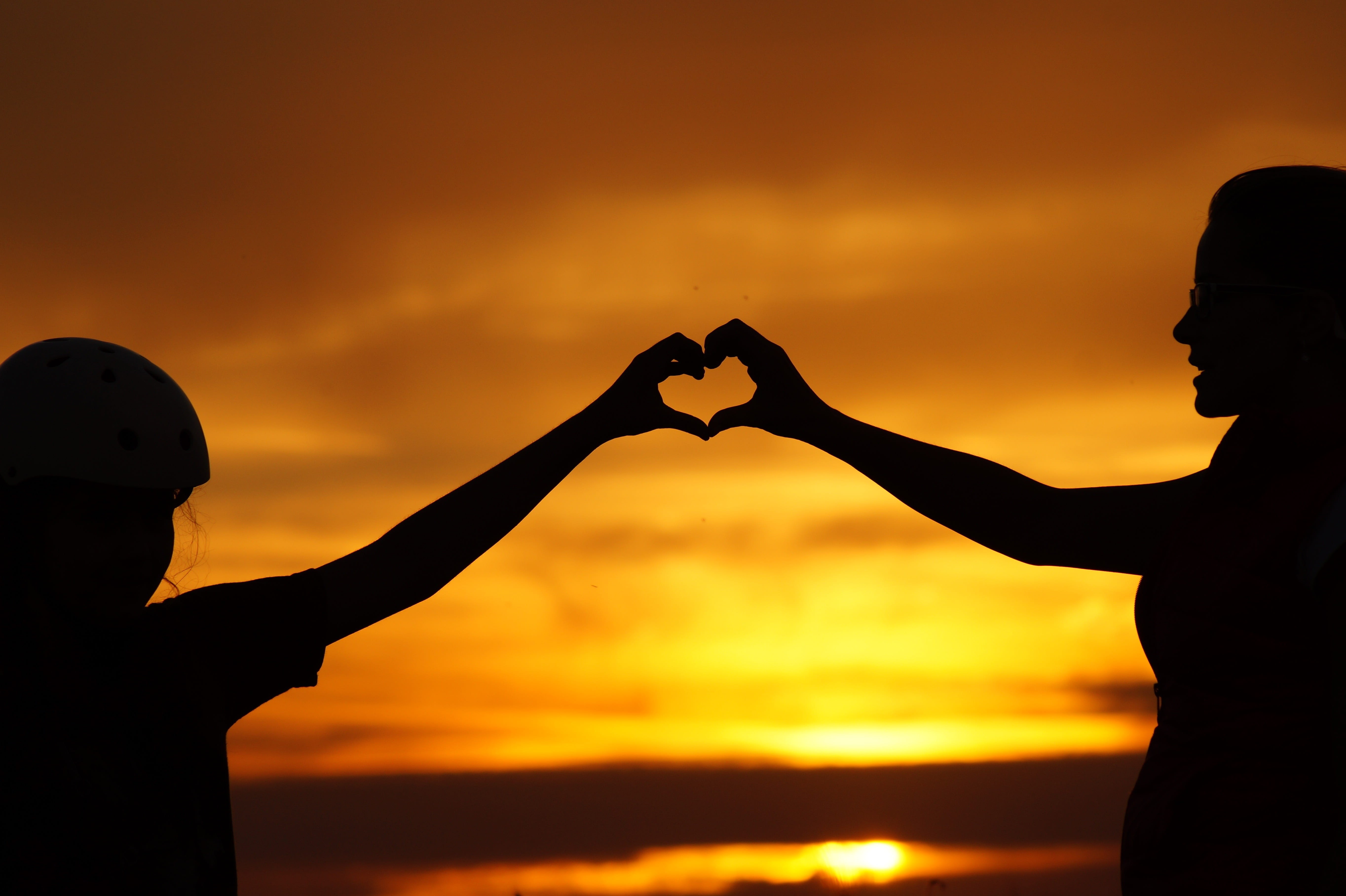 happiness, trust, adult, hands, hand, heart, 5K, woman, backlit, joy, trees, human limb, back lit, happy, light, dawn, love, silhouette, emotion, arms raised, HD Wallpaper