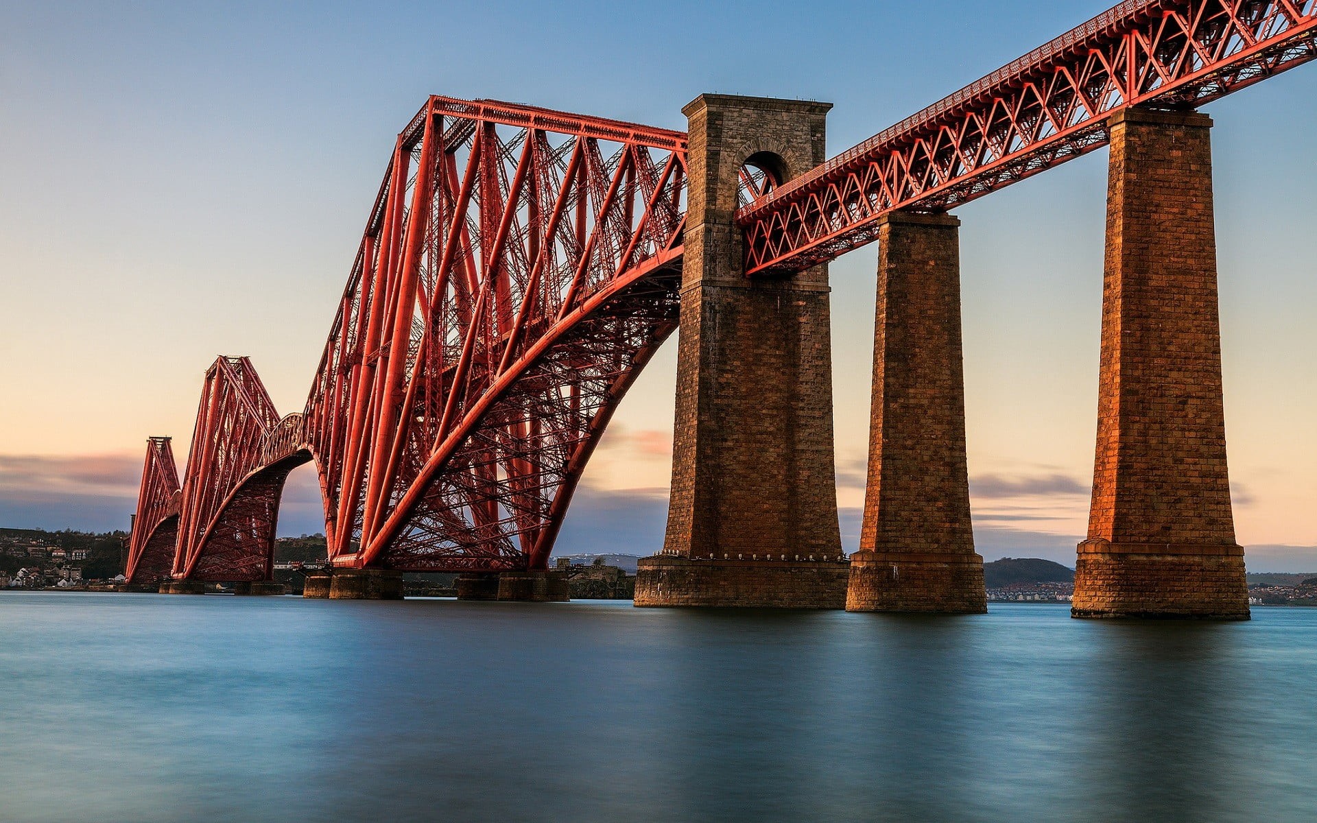river, bridge - man made structure, nature, travel, built structure, clear sky, Edinburgh, low angle view, metal, long exposure, architecture, bay, 1080P, HD Wallpaper