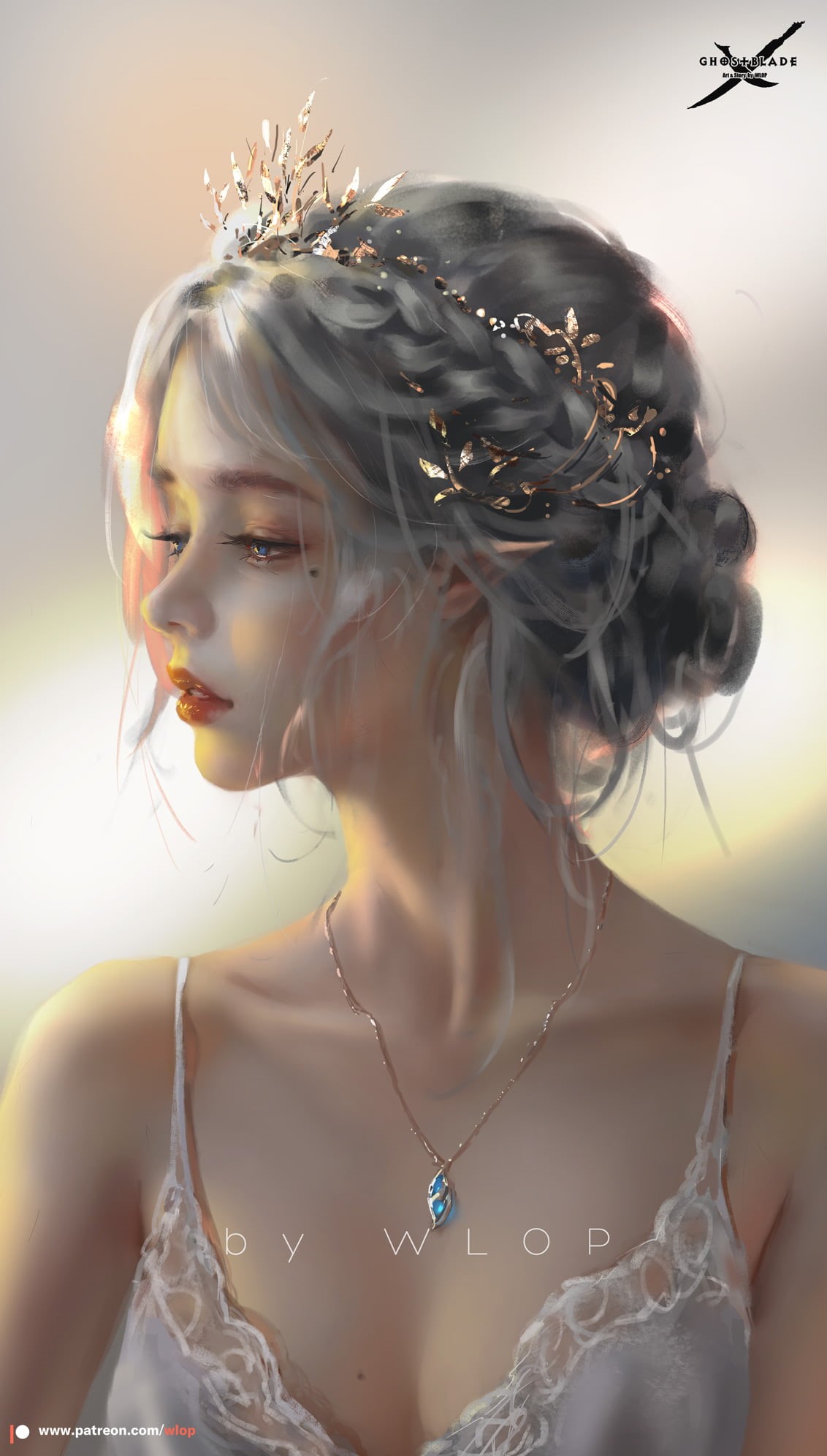 WLOP, original characters, digital art, GhostBlade ( comics ), 1080P, fantasy girl, Phone HD Wallpaper
