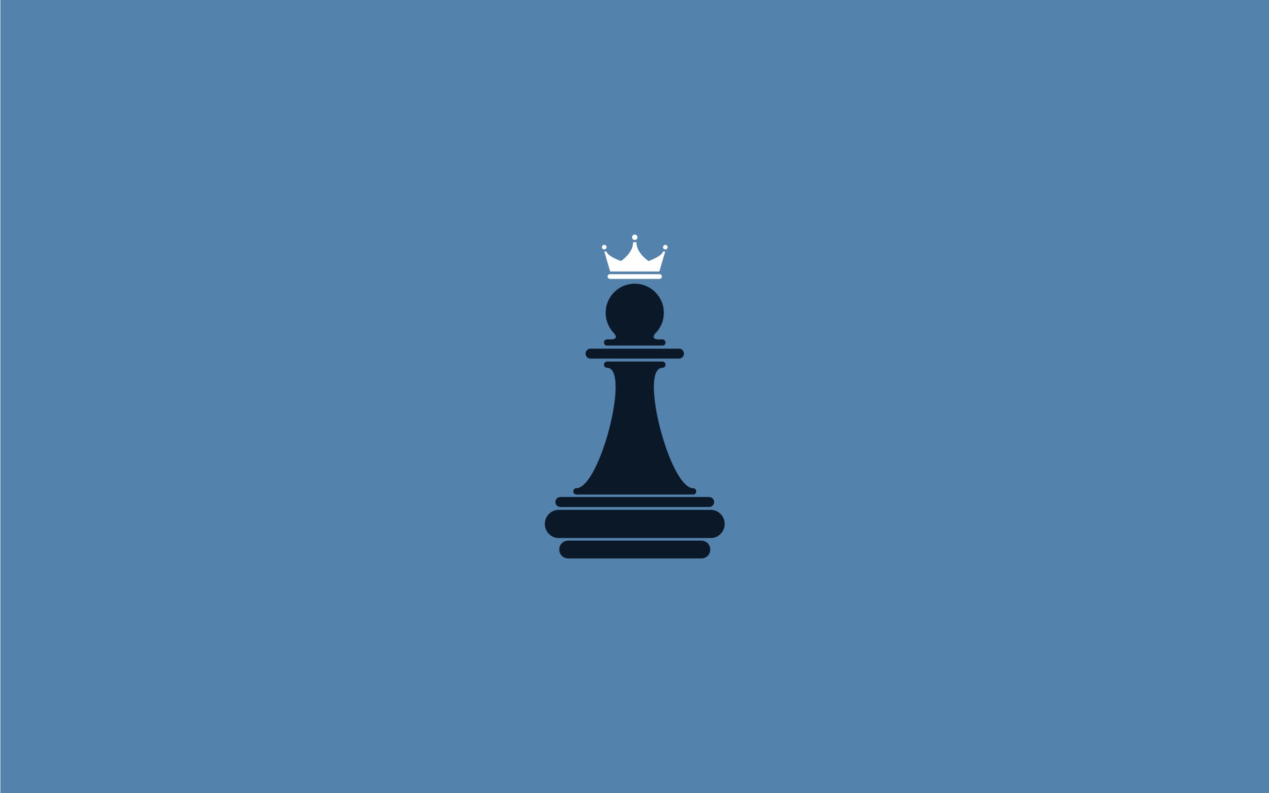 blue background, 2K, chess, pawns, crown, minimalism, HD Wallpaper