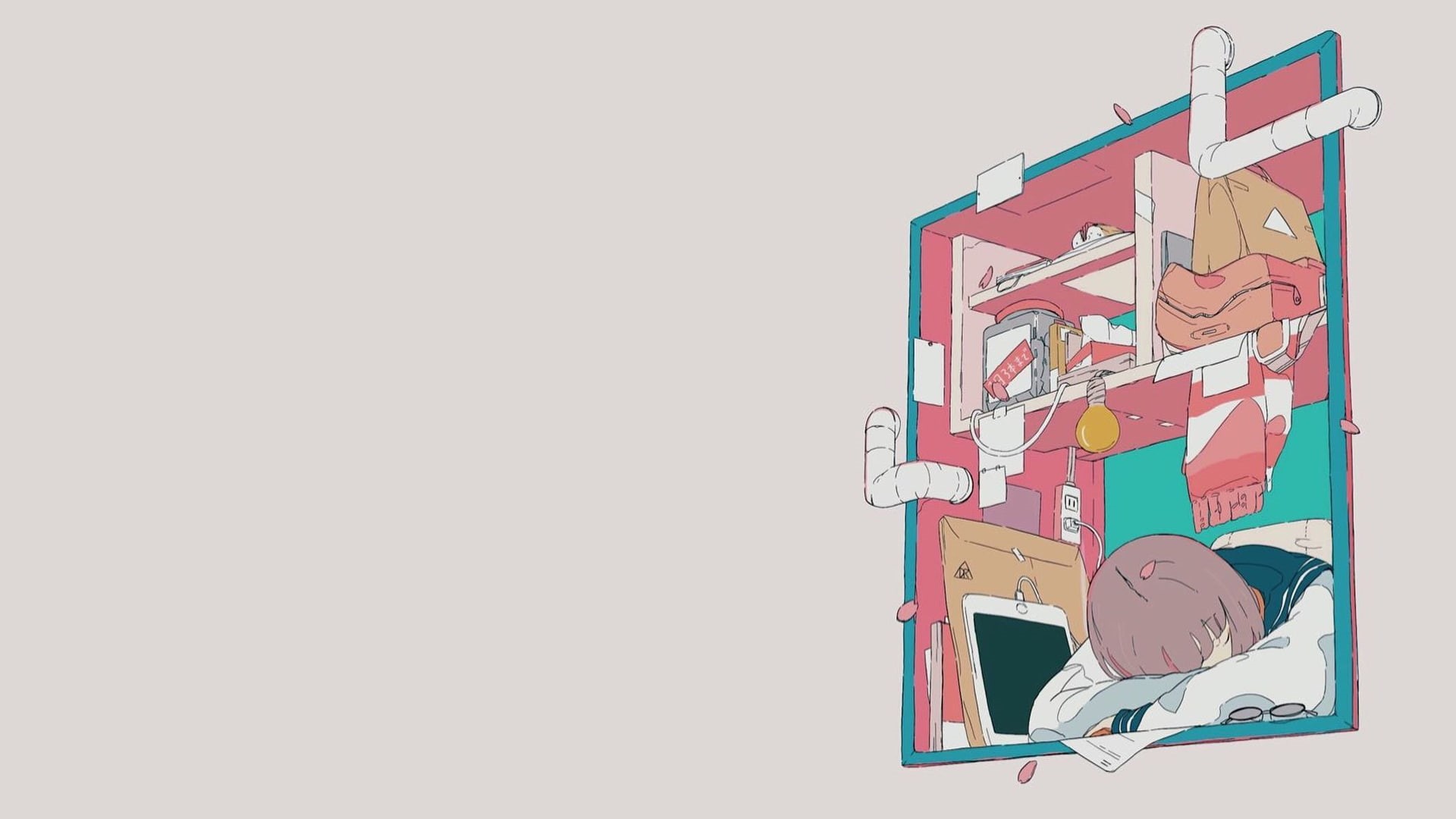 1080P, anime girls, anime, grey, white, manga, simple background, HD Wallpaper